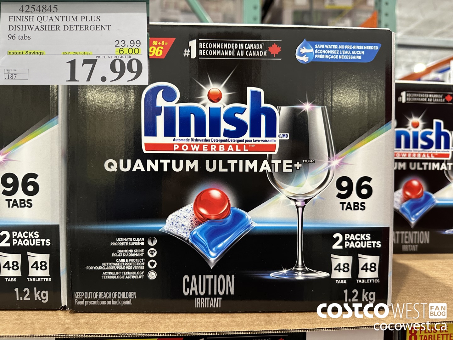 4254845 FINISH QUANTUM PLUS DISHWASHER DETERGENT 96 TABS ($6.00 INSTANT SAVINGS EXPIRES ON 2024-01-28) $17.99