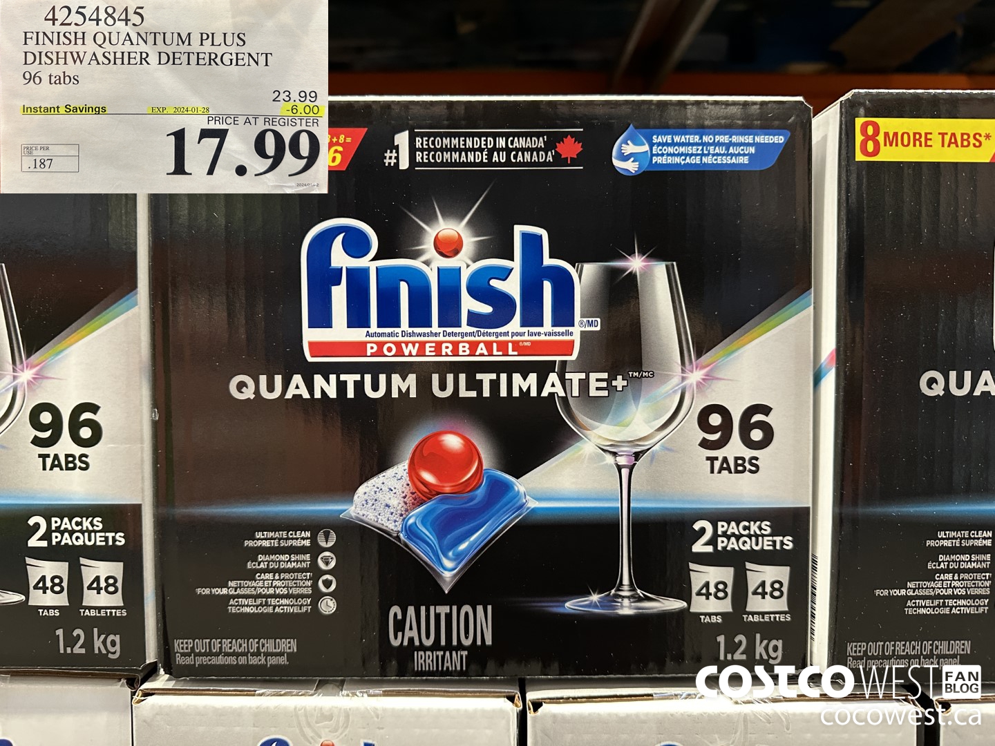 4254845 FINISH QUANTUM PLUS DISHWASHER DETERGENT 96 TABS ($6.00 INSTANT SAVINGS EXPIRES ON 2024-01-28) $17.99