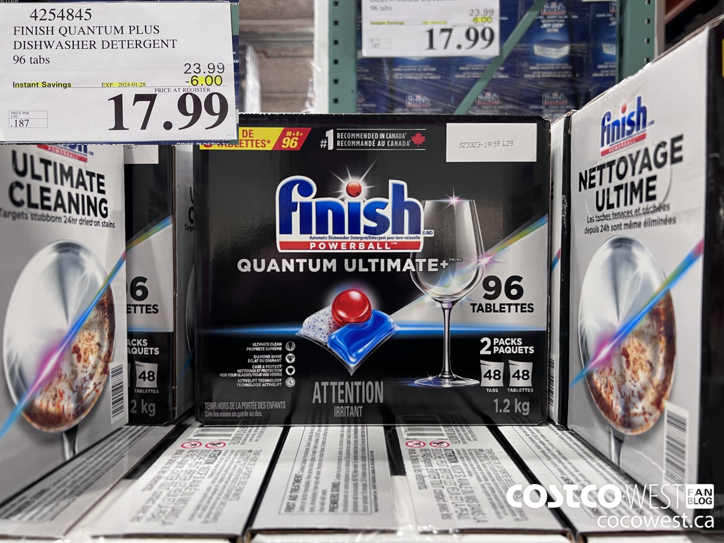 4254845 FINISH QUANTUM PLUS DISHWASHER DETERGENT 96 TABS ($6.00 INSTANT SAVINGS EXPIRES ON 2024-01-28) $17.99