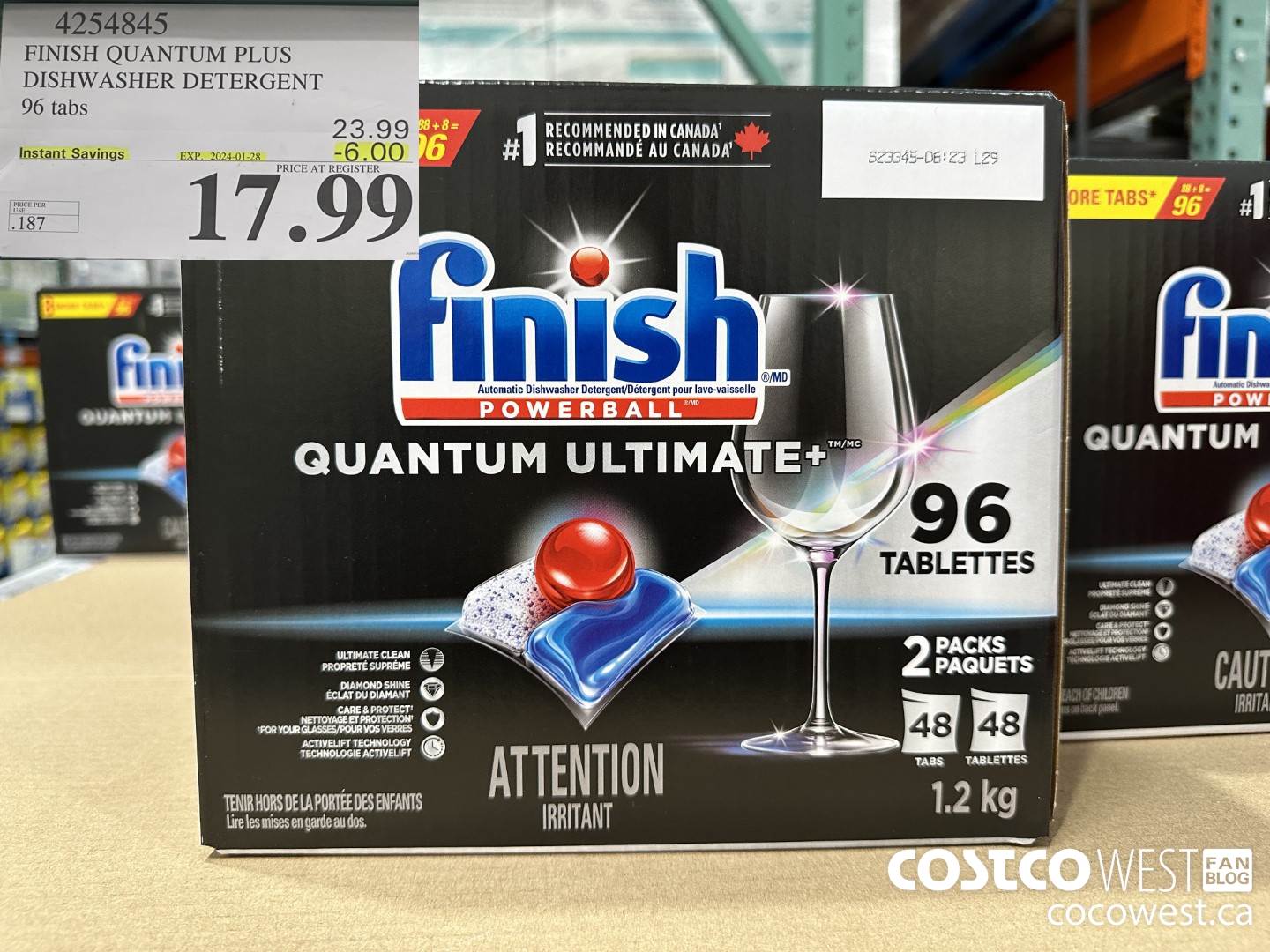 4254845 FINISH QUANTUM PLUS DISHWASHER DETERGENT 96 TABS ($6.00 INSTANT SAVINGS EXPIRES ON 2024-01-28) $17.99