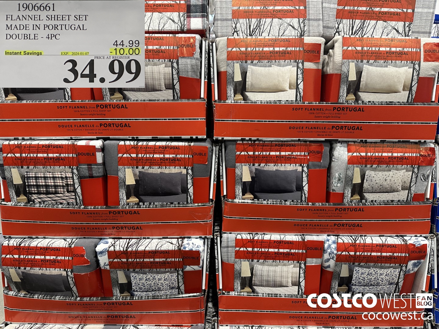 1906661 FLANNEL SHEET SET MADE IN PORTUGAL DOUBLE 4PC ($10.00 INSTANT SAVINGS EXPIRES ON 2024-01-07) $34.99