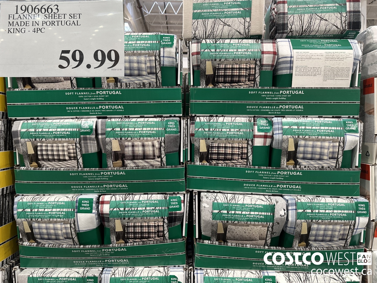 1906663 FLANNEL SHEET SET MADE IN PORTUGAL KING 4PC $59.99