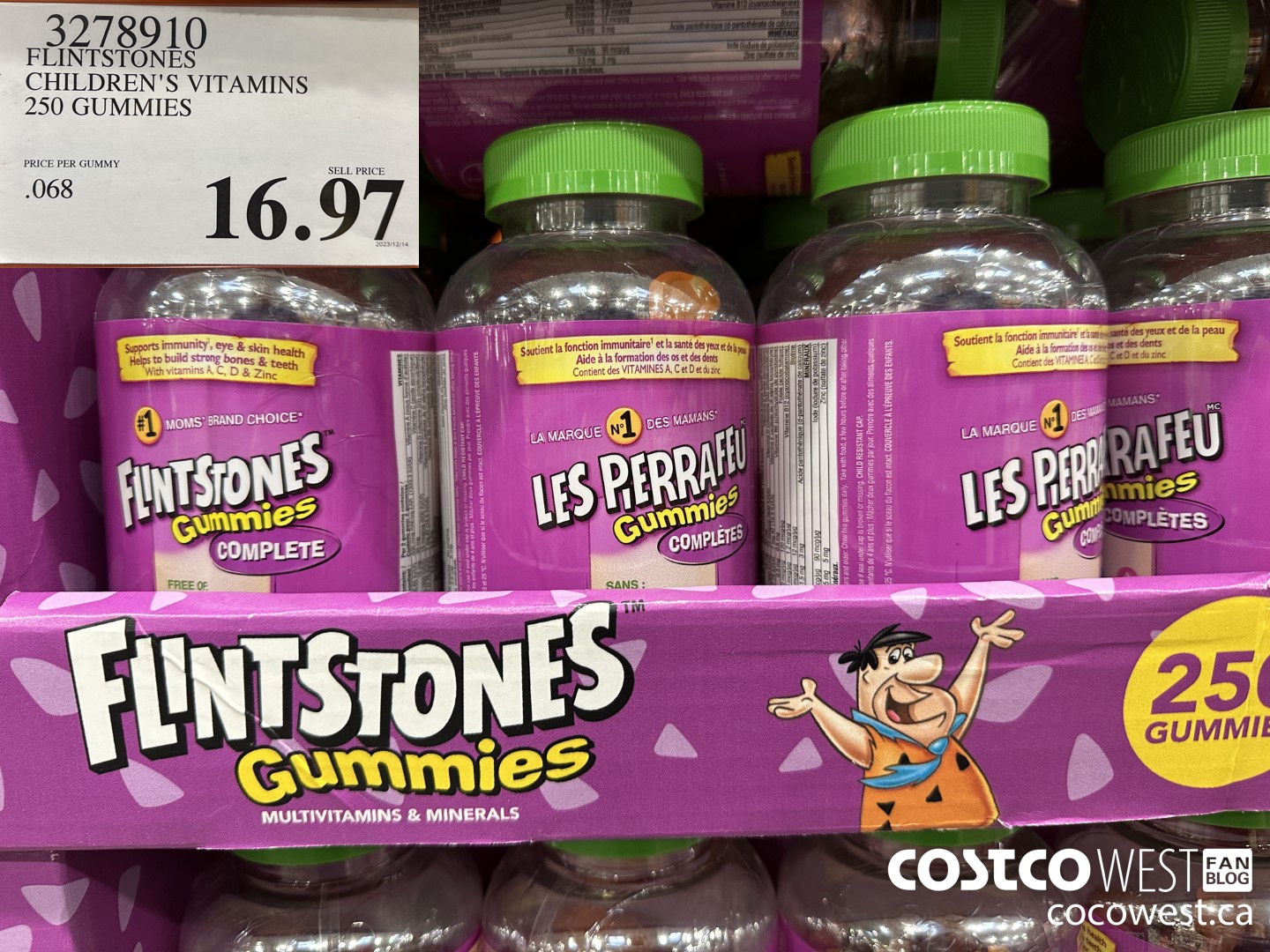 3278910 FLINTSTONES CHILDREN'S VITAMINS 250 GUMMIES $16.97