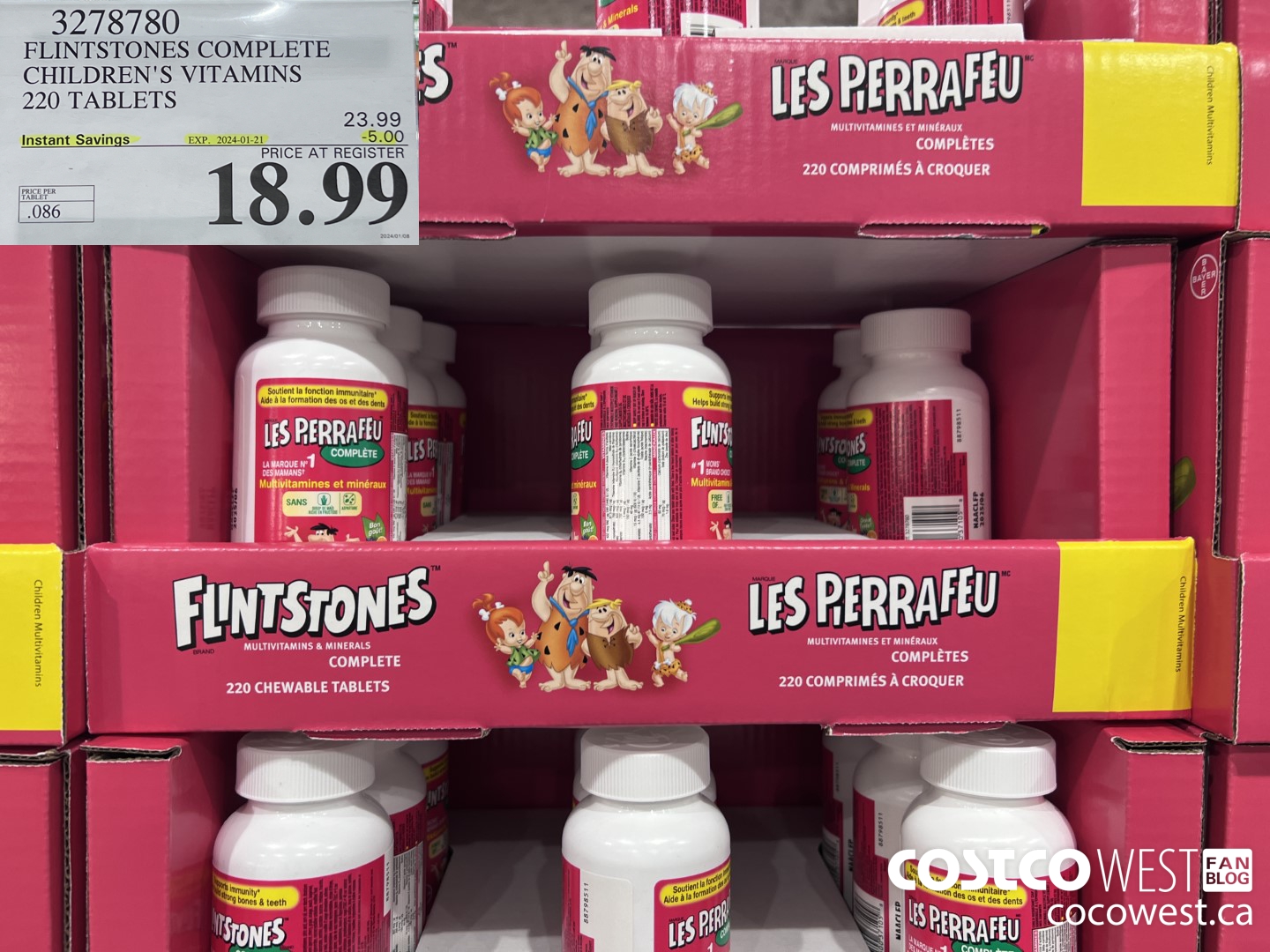 3278780 FLINTSTONES COMPLETE CHILDREN'S VITAMINS 220 TABLETS ($5.00 INSTANT SAVINGS EXPIRES ON 2024-01-21) $18.99