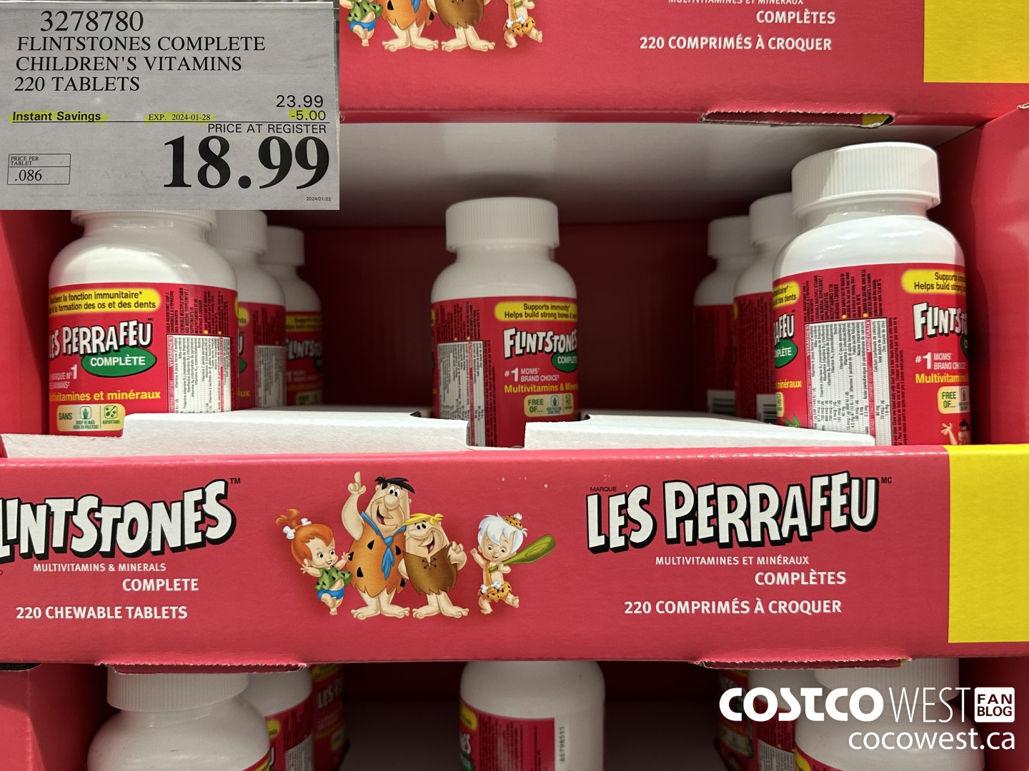 3278780 FLINTSTONES COMPLETE CHILDREN'S VITAMINS 220 TABLETS ($5.00 INSTANT SAVINGS EXPIRES ON 2024-01-28) $18.99