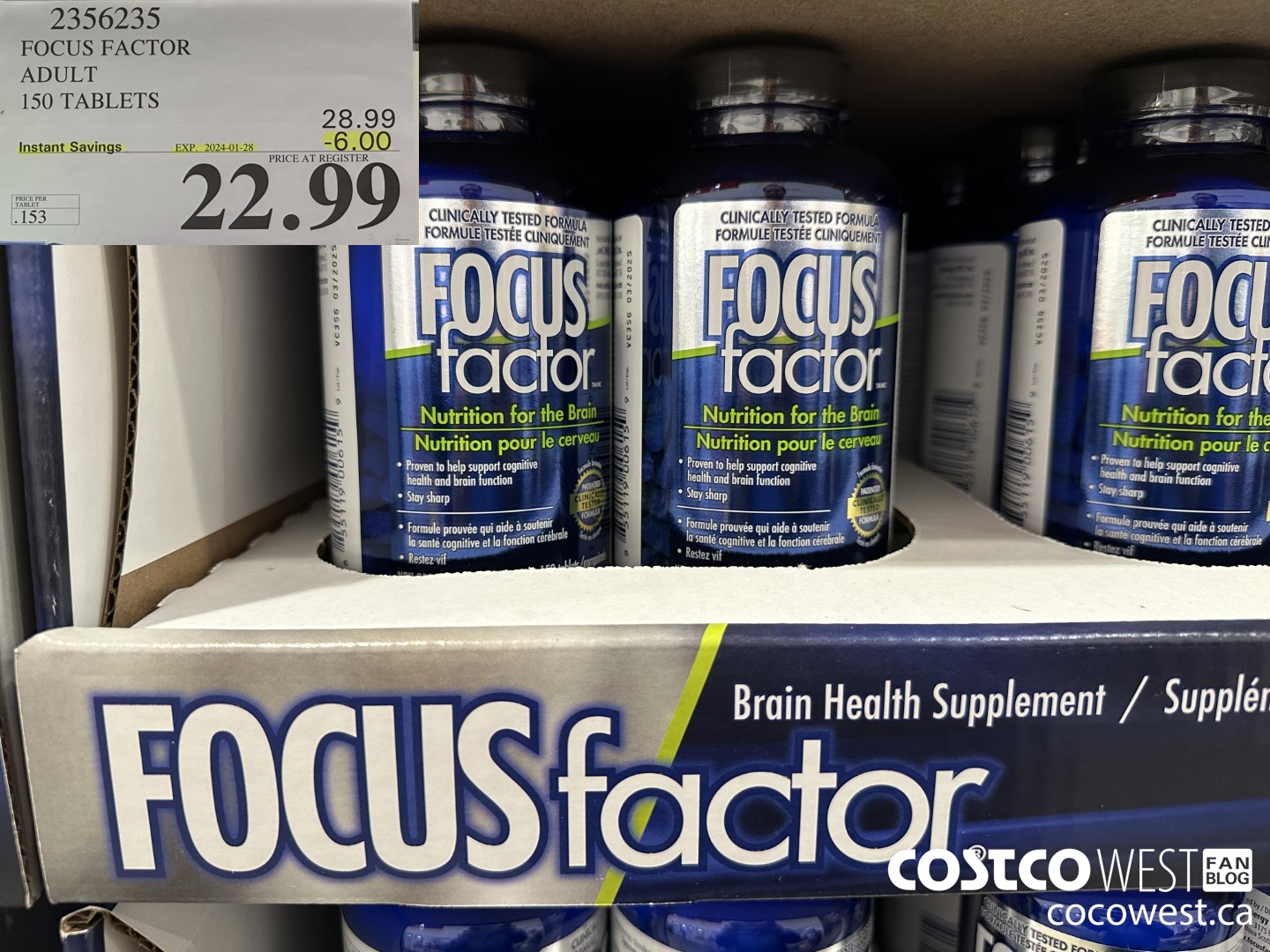 2356235 FOCUS FACTOR ADULT 150 TABLETS ($6.00 INSTANT SAVINGS EXPIRES ON 2024-01-28) $22.99