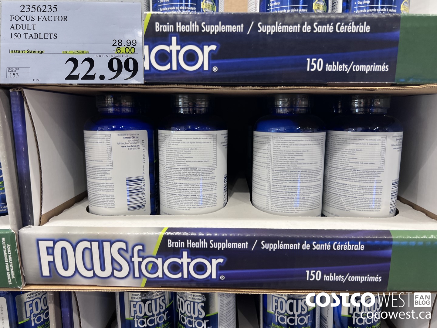 2356235 FOCUS FACTOR ADULT 150 TABLETS ($6.00 INSTANT SAVINGS EXPIRES ON 2024-01-28) $22.99