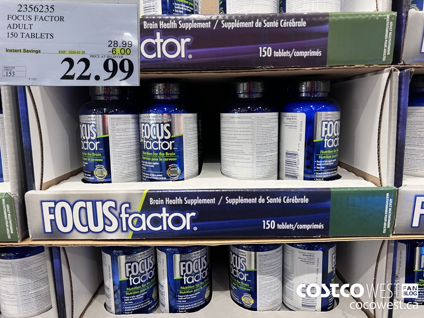 2356235 FOCUS FACTOR ADULT 150 TABLETS ($6.00 INSTANT SAVINGS EXPIRES ON 2024-01-28) $22.99
