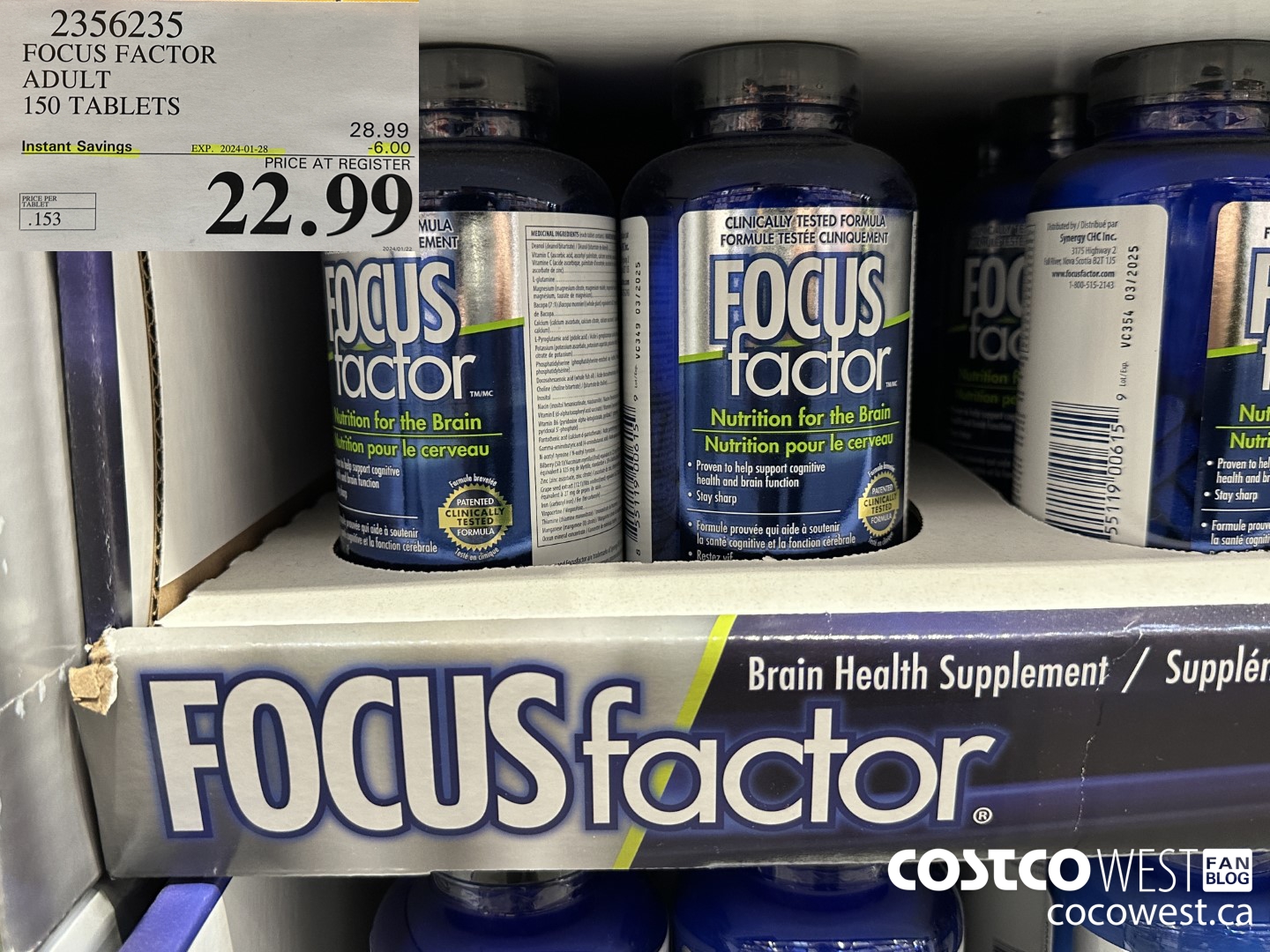 2356235 FOCUS FACTOR ADULT 150 TABLETS ($6.00 INSTANT SAVINGS EXPIRES ON 2024-01-28) $22.99