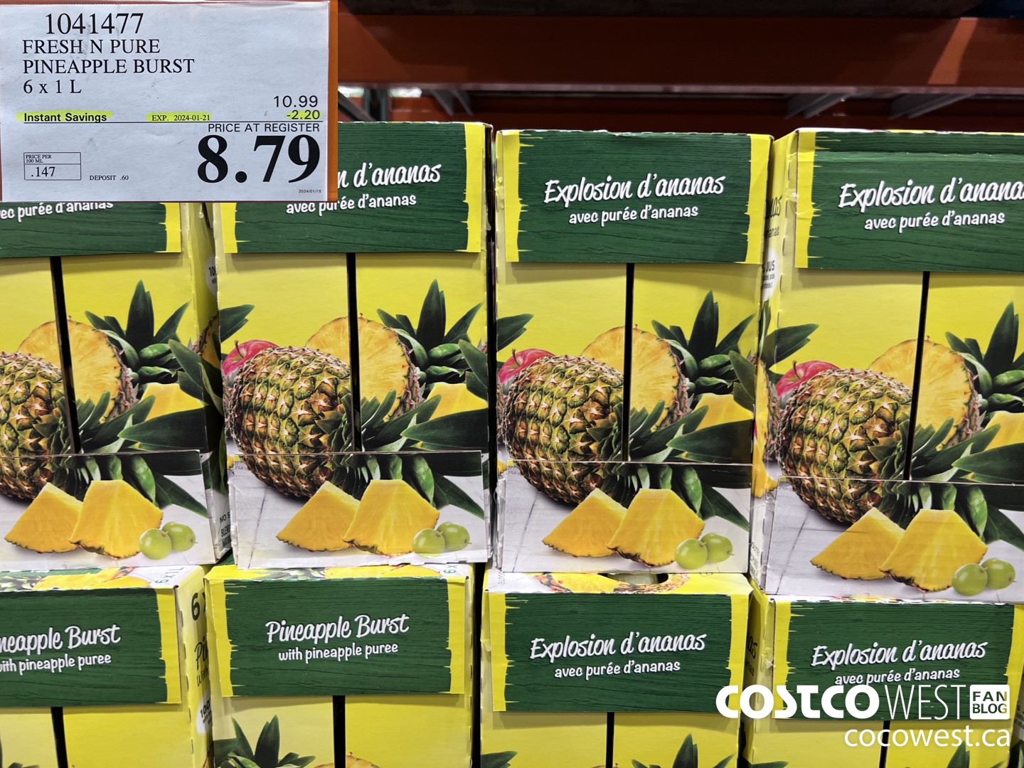 1041477 FRESH N PURE PINEAPPLE BURST 6 x 1 L ($2.20 INSTANT SAVINGS EXPIRES ON 2024-01-21) $8.79