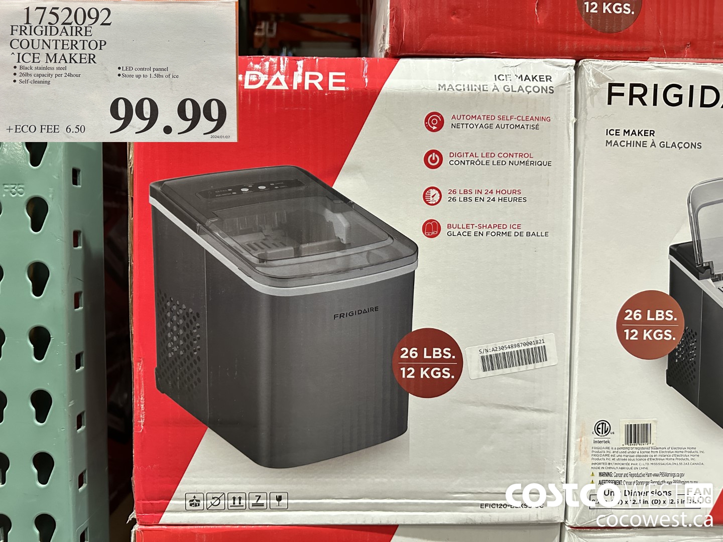 1752092 FRIGIDAIRE COUNTERTOP ICE MAKER $99.99