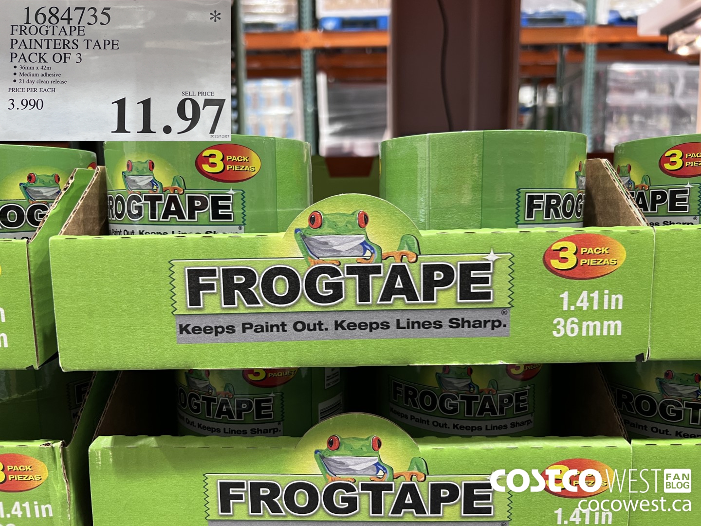 1684735 FROGTAPE PAINTERS TAPE PACK OF 3 $11.97