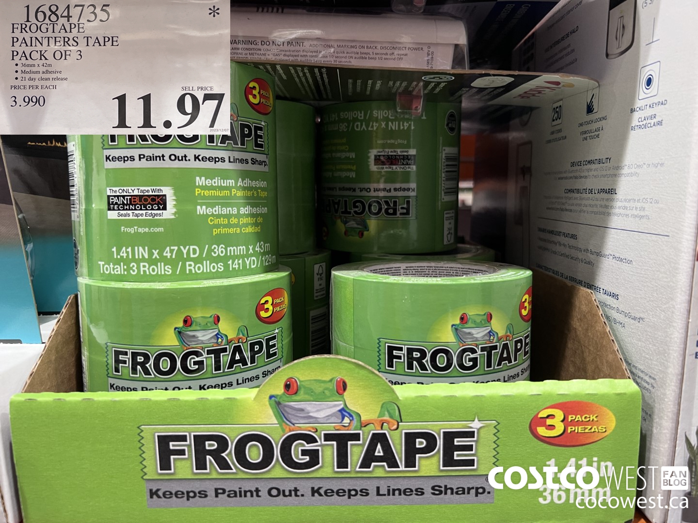 1684735 FROGTAPE PAINTERS TAPE PACK OF 3 $11.97