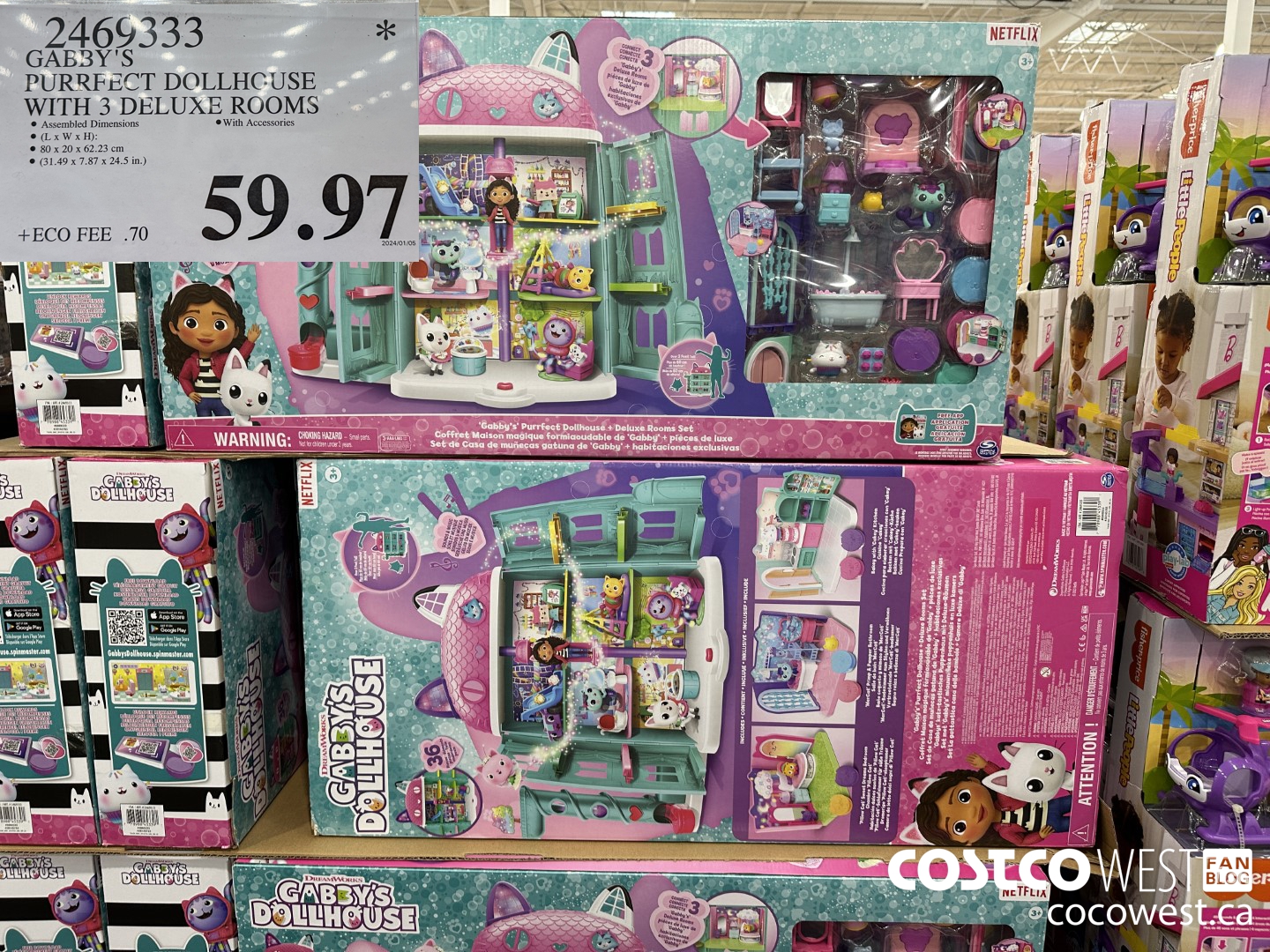 2469333 GABBY'S PURRFECT DOLLHOUSE WITH 3 DELUXE ROOMS $59.97