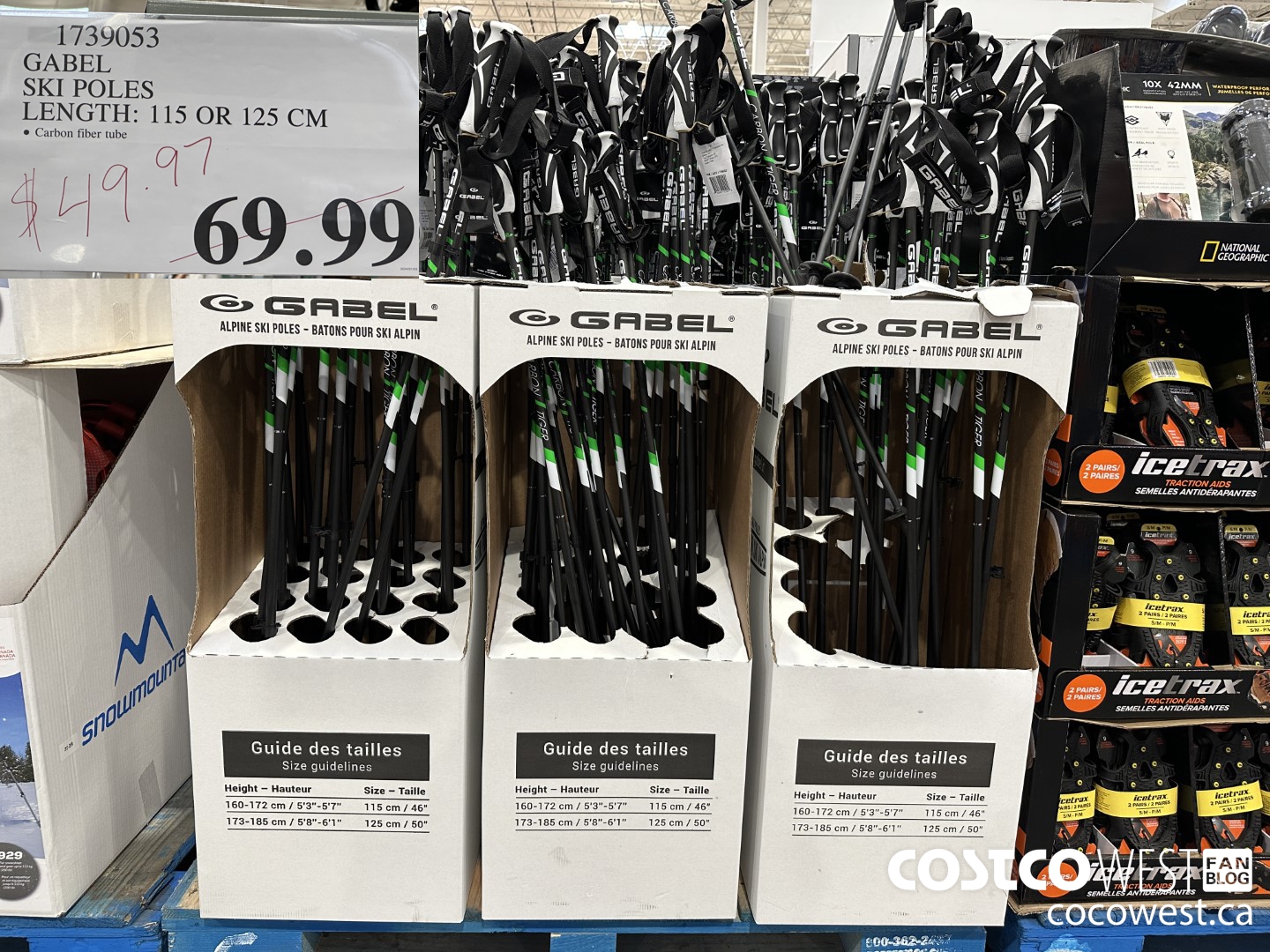1739053 GABEL SKI POLES LENGTH: 115 OR 125 CM $49.97