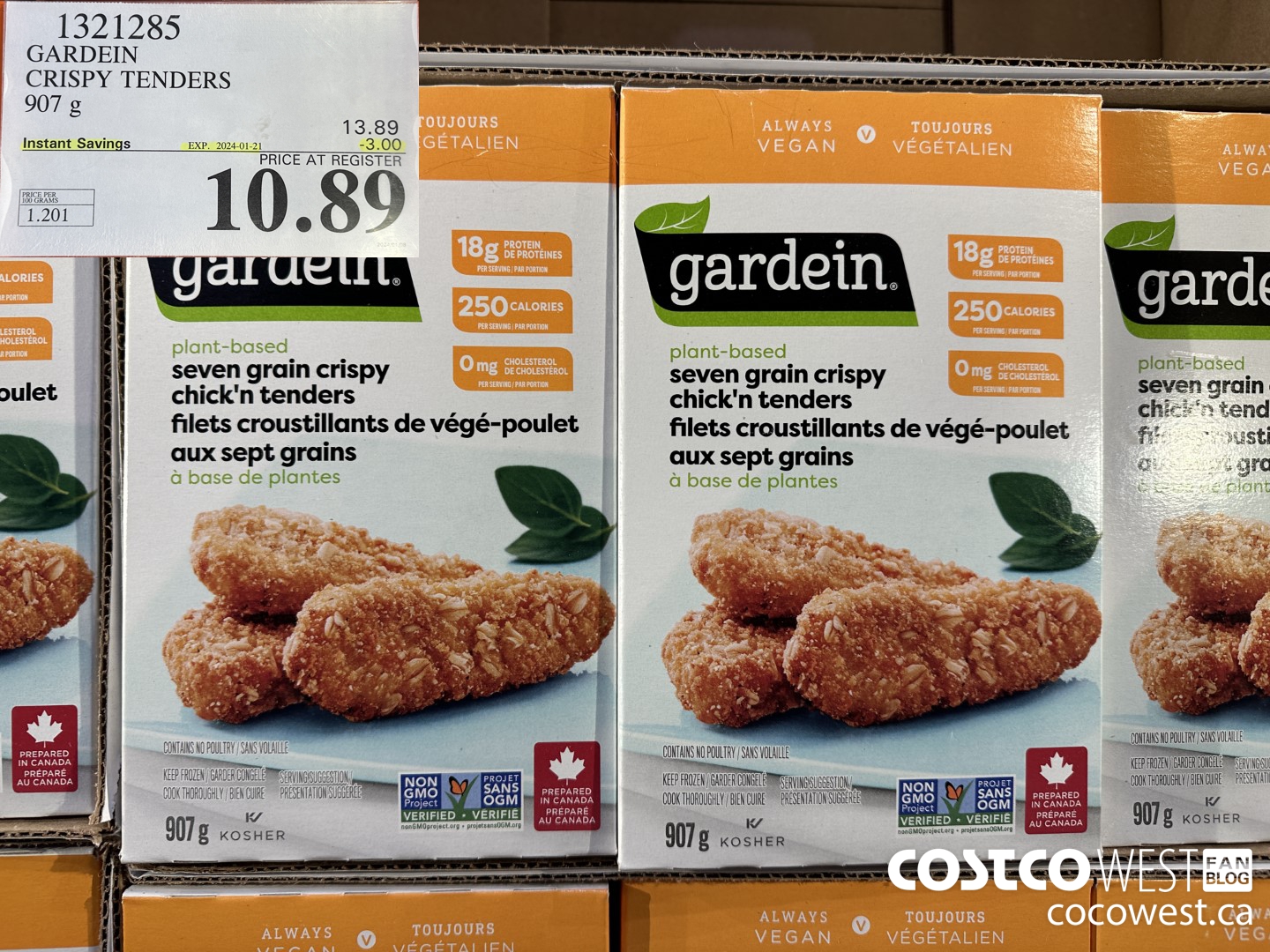 1321285 GARDEIN CRISPY TENDERS 907 g ($3.00 INSTANT SAVINGS EXPIRES ON 2024-01-21) $10.89