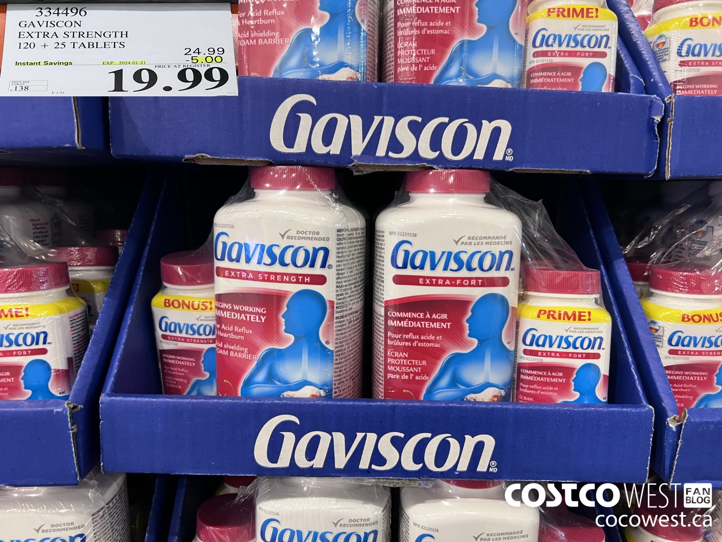 334496 GAVISCON EXTRA STRENGTH 120 + 25 TABLETS ($5.00 INSTANT SAVINGS EXPIRES ON 2024-01-21) $19.99