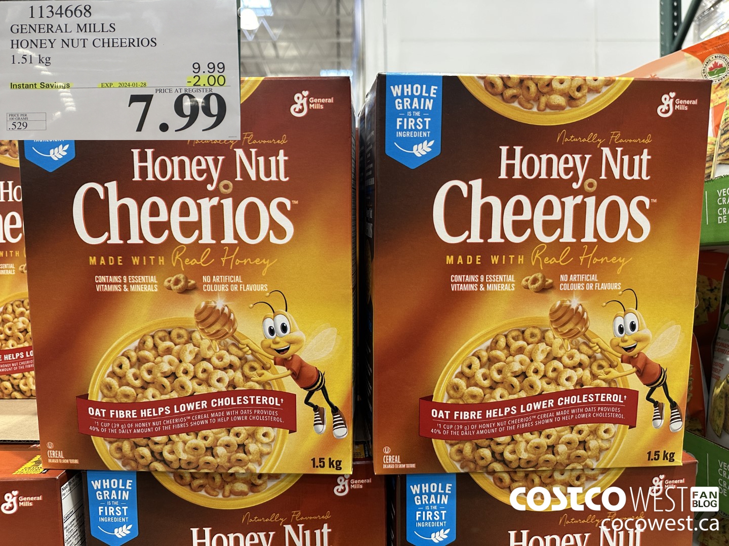 1134668 GENERAL MILLS HONEY NUT CHEERIOS 1.51 kg ($2.00 INSTANT SAVINGS EXPIRES ON 2024-01-28) $7.99