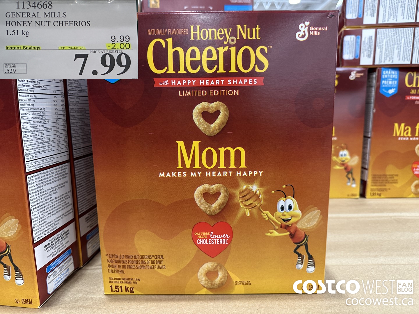 1134668 GENERAL MILLS HONEY NUT CHEERIOS 1.51 kg ($2.00 INSTANT SAVINGS EXPIRES ON 2024-01-28) $7.99