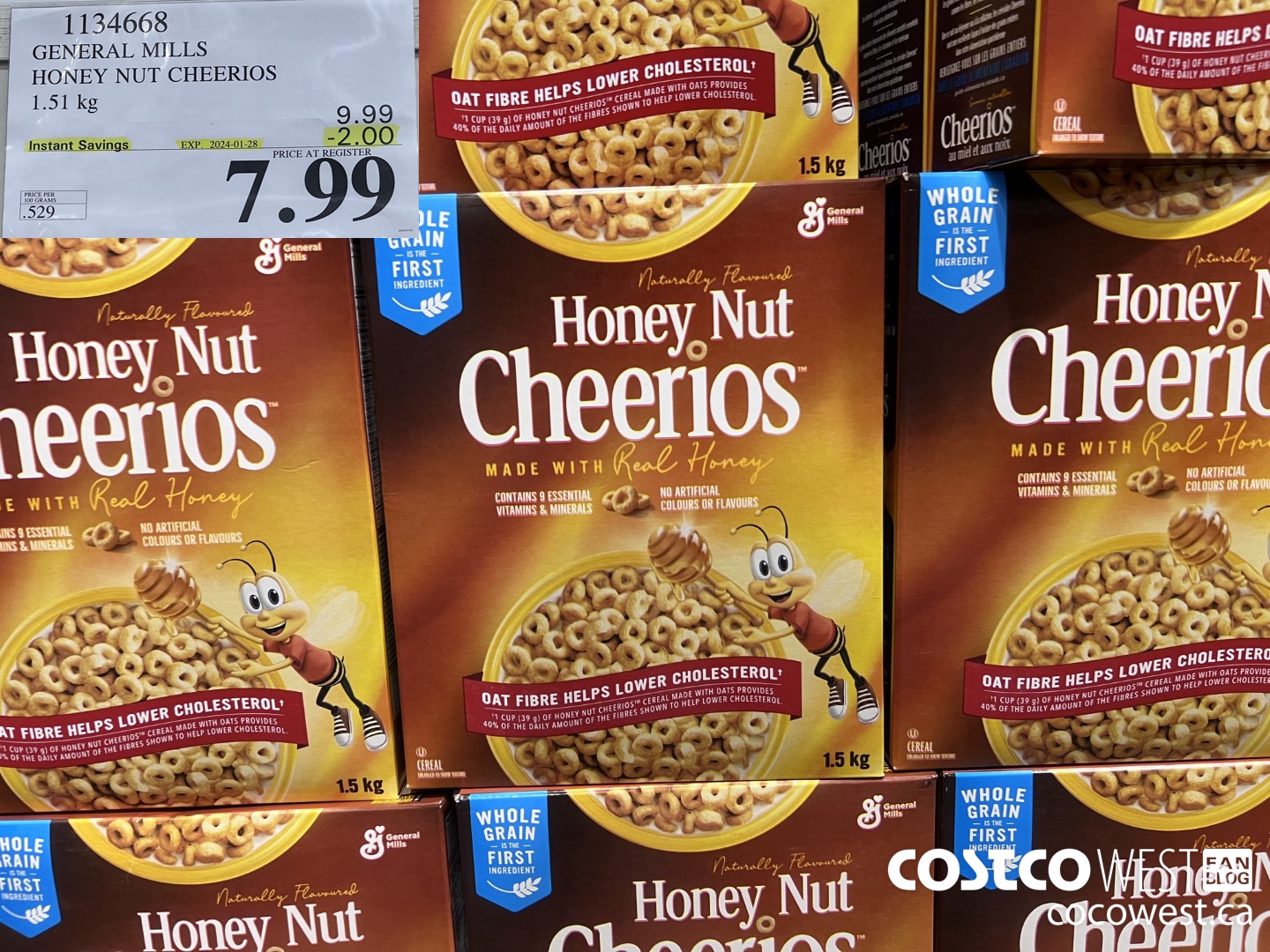 1134668 GENERAL MILLS HONEY NUT CHEERIOS 1.51 kg ($2.00 INSTANT SAVINGS EXPIRES ON 2024-01-28) $7.99