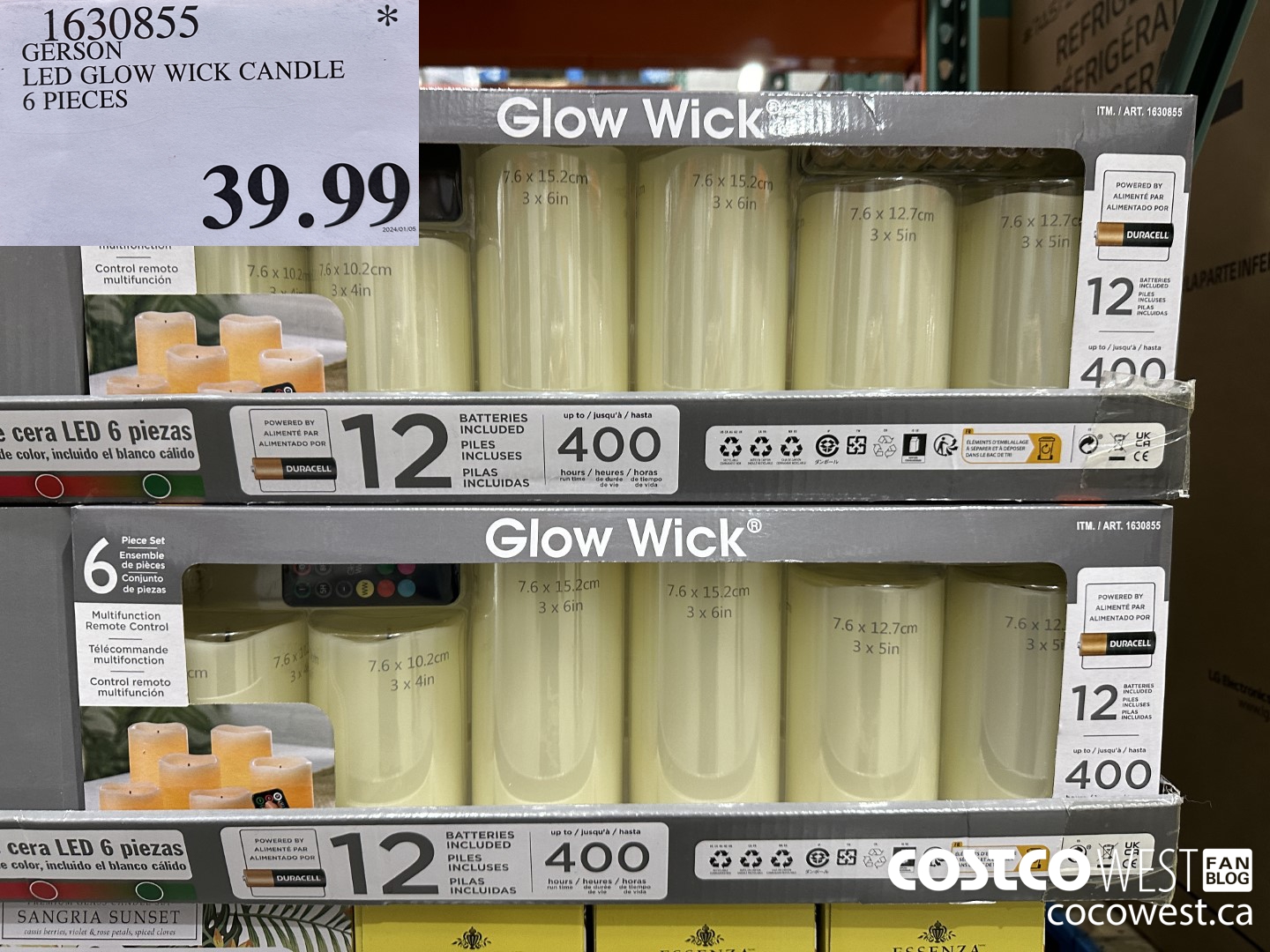 1630855 GERSON LED GLOW WICK CANDLE 6 PIECES $39.99
