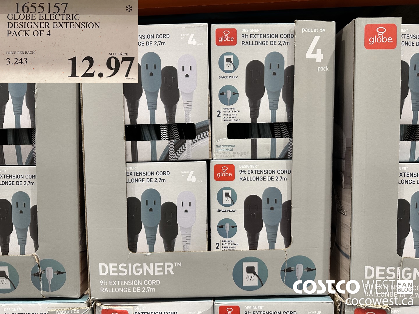 1655157 GLOBE ELECTRIC DESIGNER EXTENSION PACK OF 4 $12.97