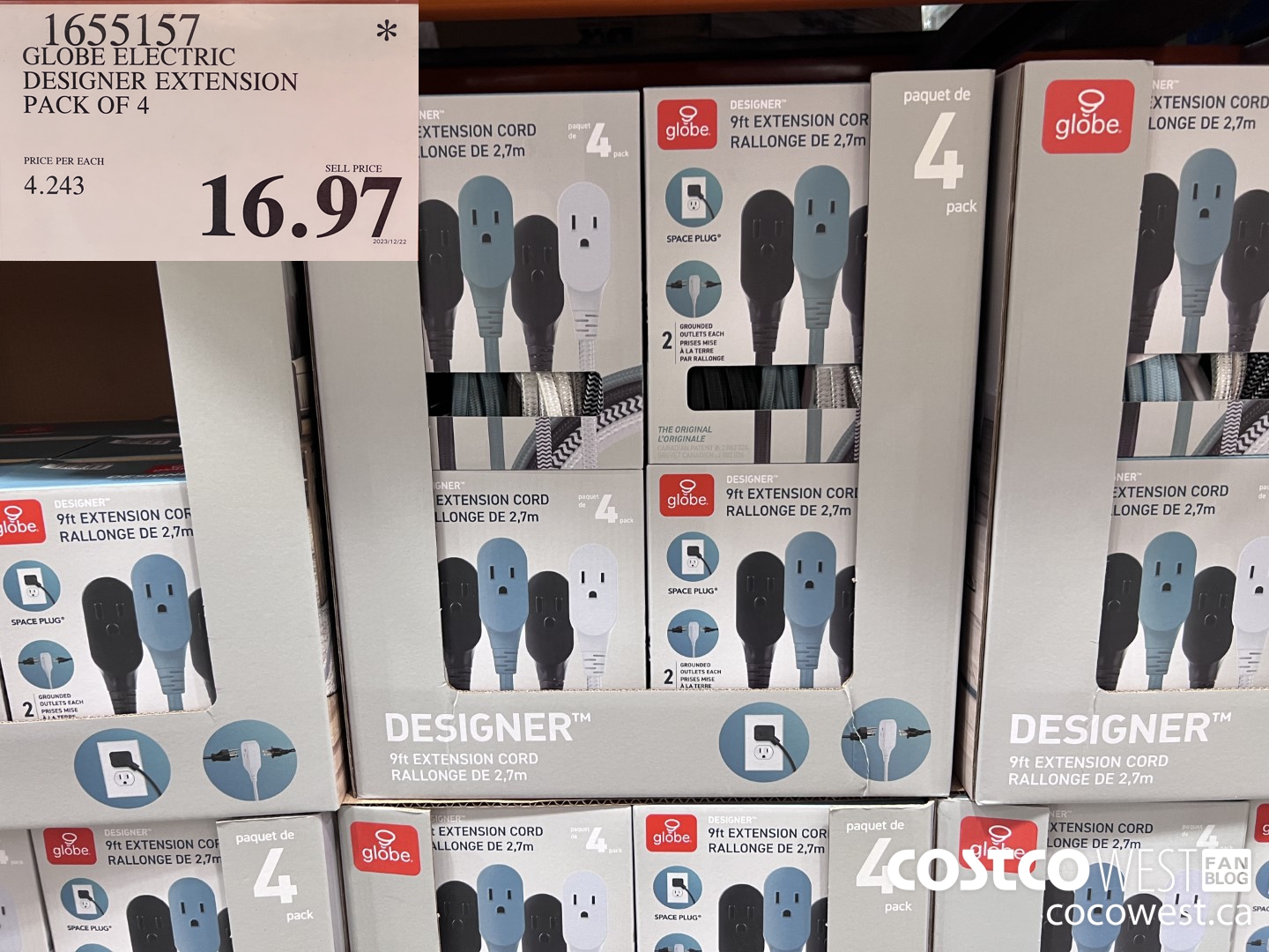 1655157 GLOBE ELECTRIC DESIGNER EXTENSION PACK OF 4 $16.97