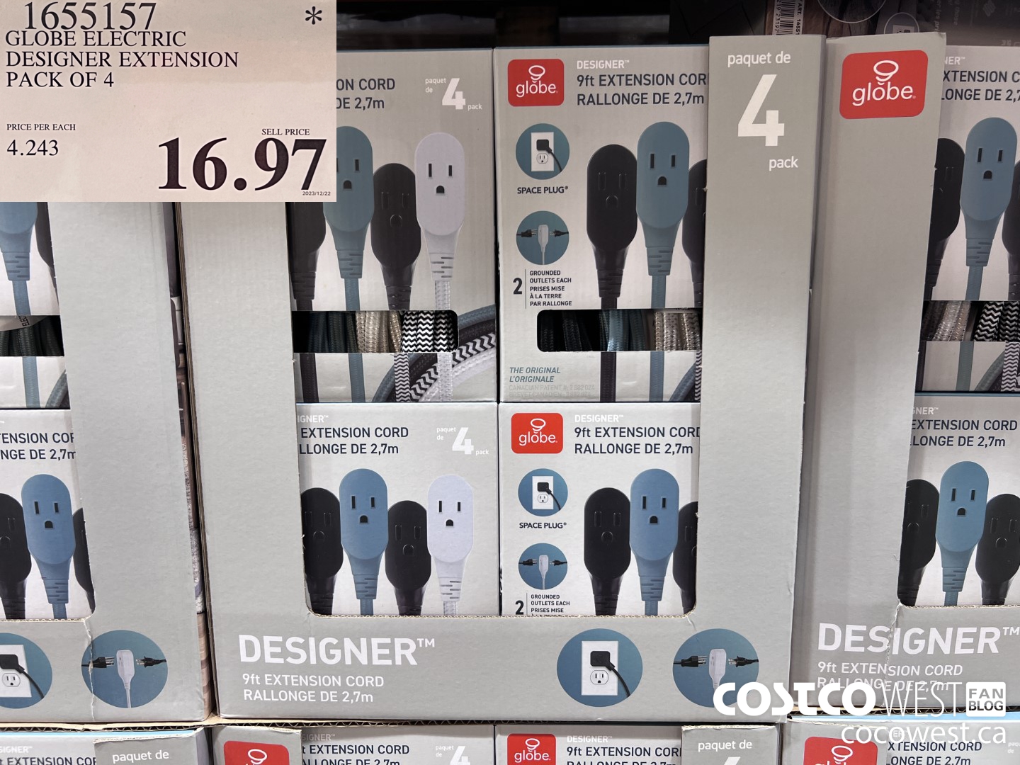 1655157 GLOBE ELECTRIC DESIGNER EXTENSION PACK OF 4 $16.97