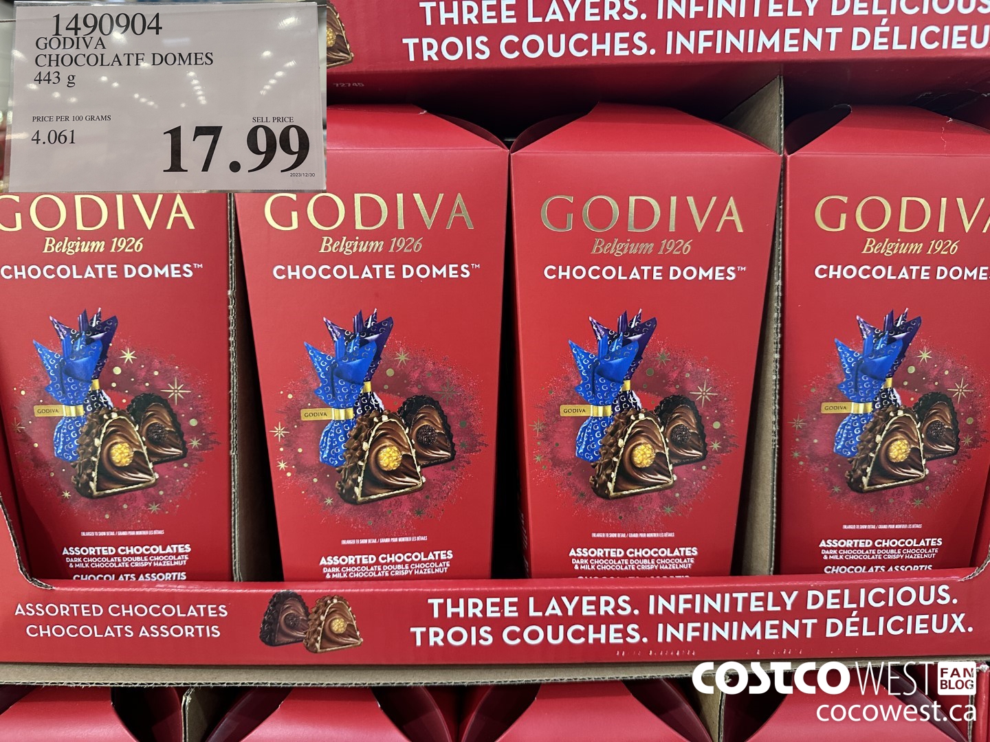 1490904 GODIVA CHOCOLATE DOMES 443 G $17.99