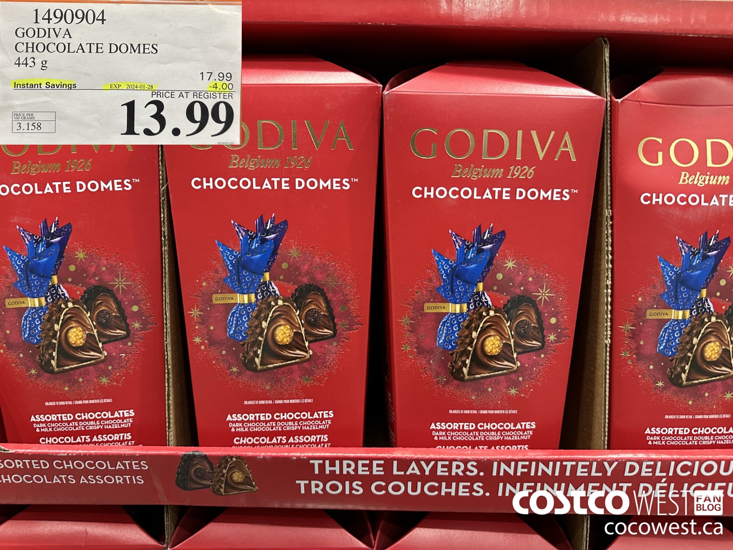 1490904 GODIVA CHOCOLATE DOMES 443 G ($4.00 INSTANT SAVINGS EXPIRES ON 2024-01-28) $13.99