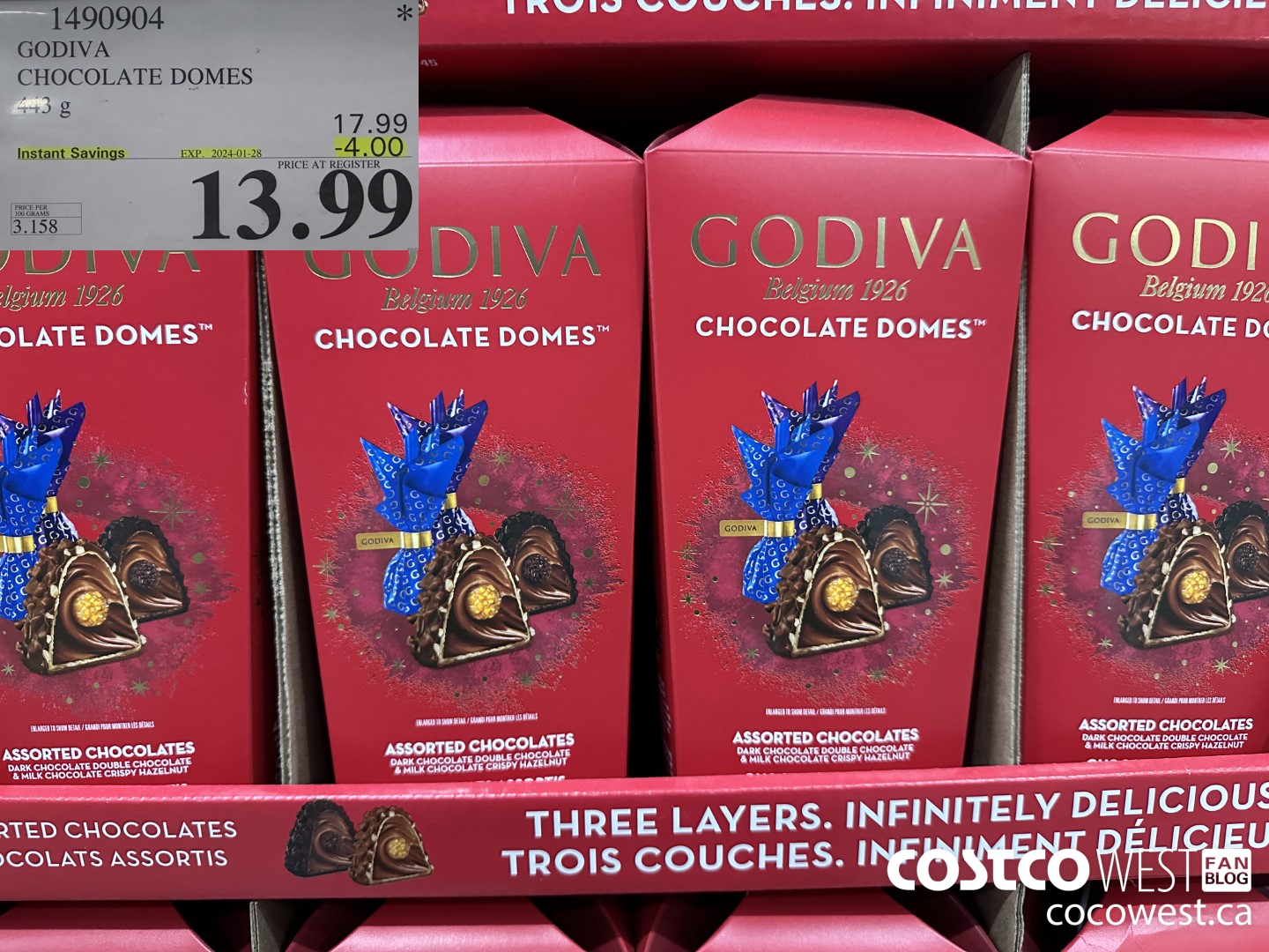 1490904 GODIVA CHOCOLATE DOMES 443 G ($4.00 INSTANT SAVINGS EXPIRES ON 2024-01-28) $13.99