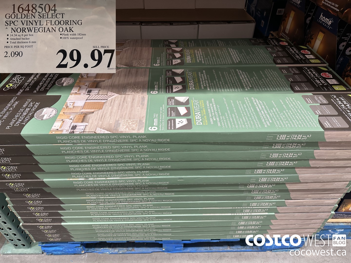 1648504 GOLDEN SELECT SPC VINYL FLOORING NORWEGIAN OAK $29.97