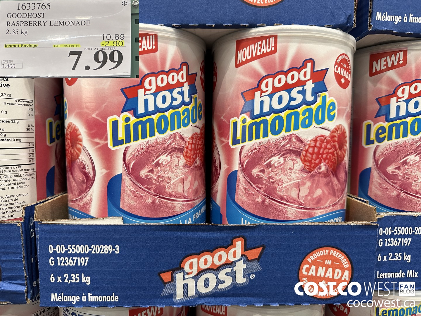 1633765 GOODHOST RASPBERRY LEMONADE 2.35 kg  ($2.90 INSTANT SAVINGS EXPIRES ON 2024-01-14) $7.99