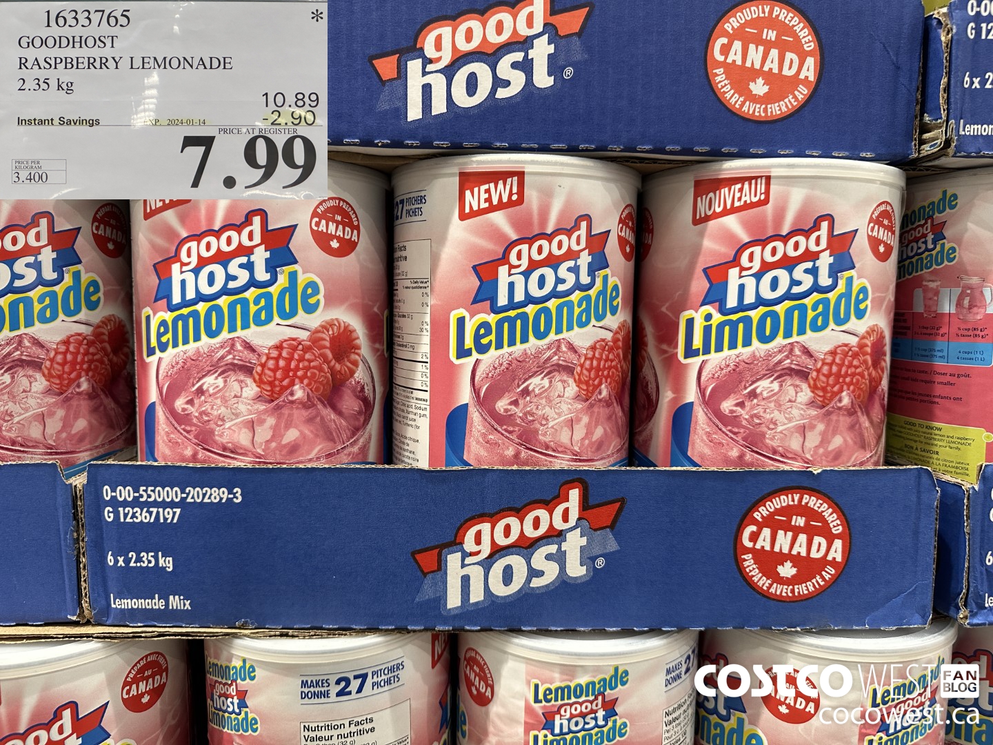 1633765 GOODHOST RASPBERRY LEMONADE 2.35 kg  ($2.90 INSTANT SAVINGS EXPIRES ON 2024-01-14) $7.99