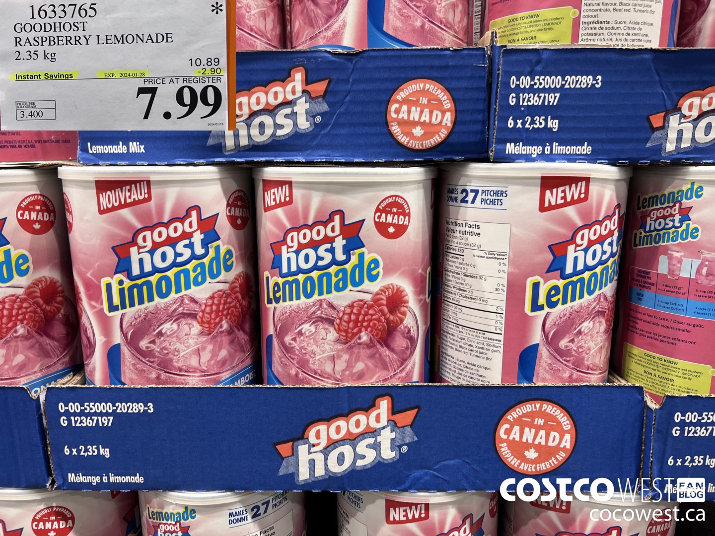 1633765 GOODHOST RASPBERRY LEMONADE 2.35 kg  ($2.90 INSTANT SAVINGS EXPIRES ON 2024-01-28) $7.99