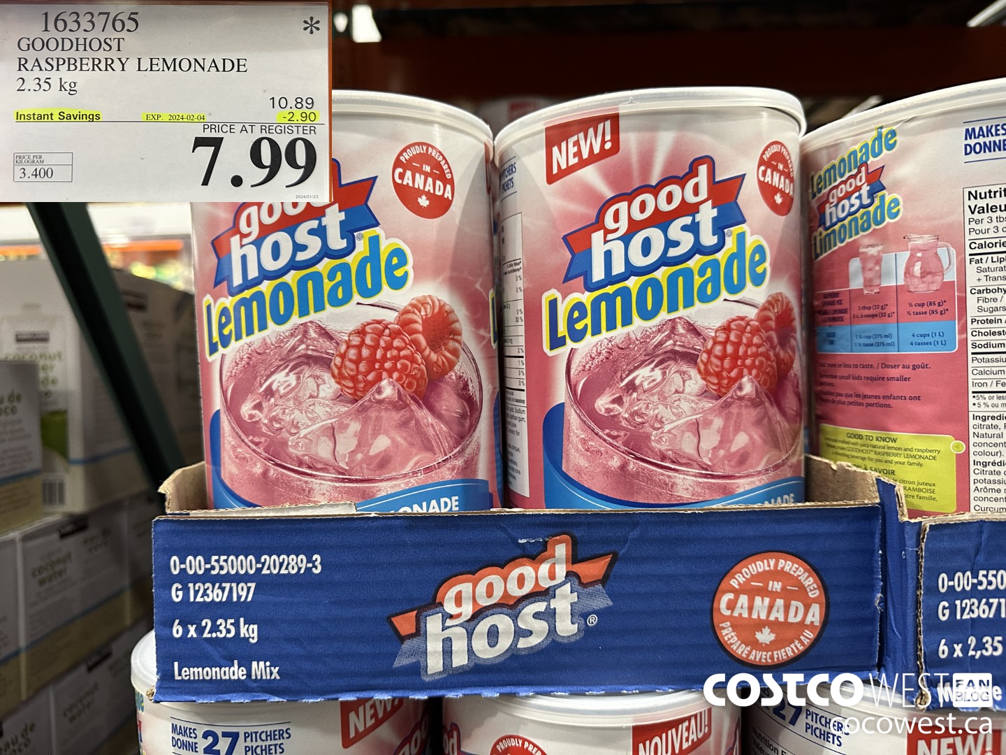 1633765 GOODHOST RASPBERRY LEMONADE 2.35 kg  ($2.90 INSTANT SAVINGS EXPIRES ON 2024-02-04) $7.99
