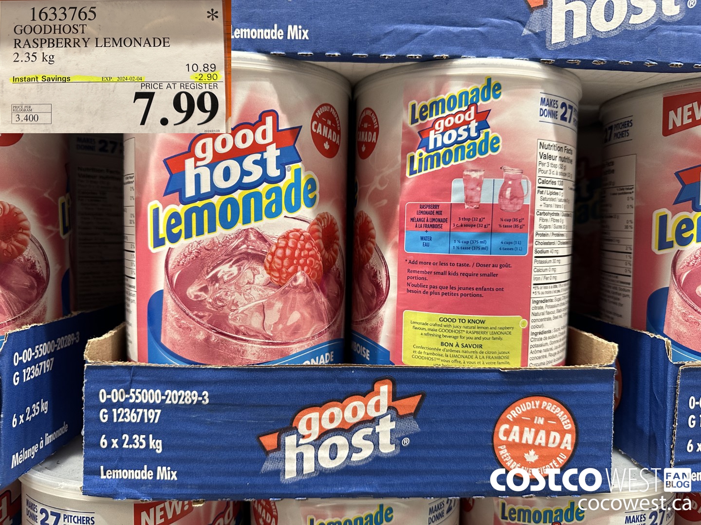 1633765 GOODHOST RASPBERRY LEMONADE 2.35 kg  ($2.90 INSTANT SAVINGS EXPIRES ON 2024-02-04) $7.99