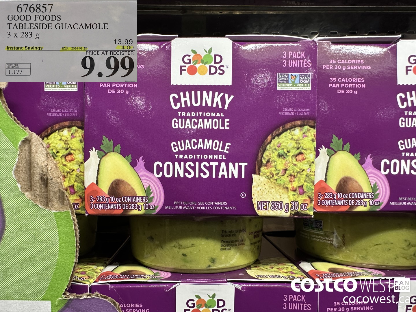 676857 GOOD FOODS TABLESIDE GUACAMOLE 3 x 283 g ($4.00 INSTANT SAVINGS EXPIRES ON 2024-01-28) $9.99