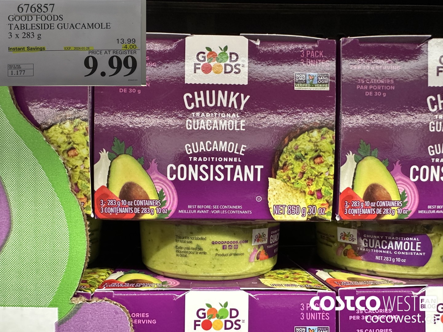 676857 GOOD FOODS TABLESIDE GUACAMOLE 3 x 283 g ($4.00 INSTANT SAVINGS EXPIRES ON 2024-01-28) $9.99