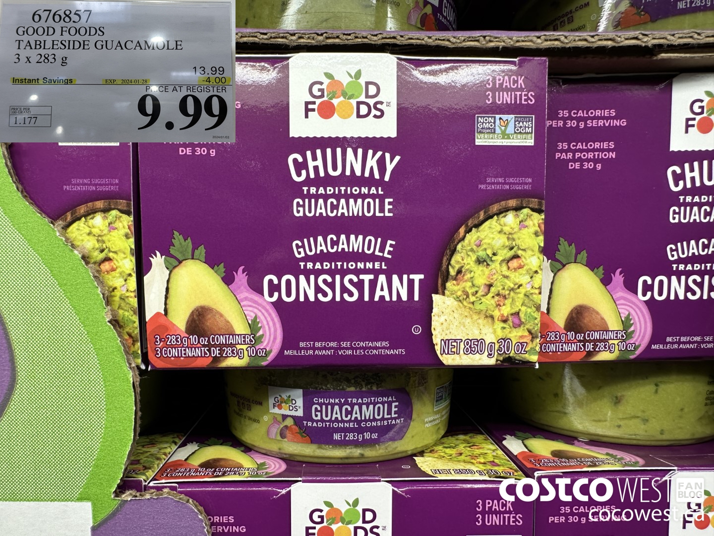 676857 GOOD FOODS TABLESIDE GUACAMOLE 3 x 283 g ($4.00 INSTANT SAVINGS EXPIRES ON 2024-01-28) $9.99