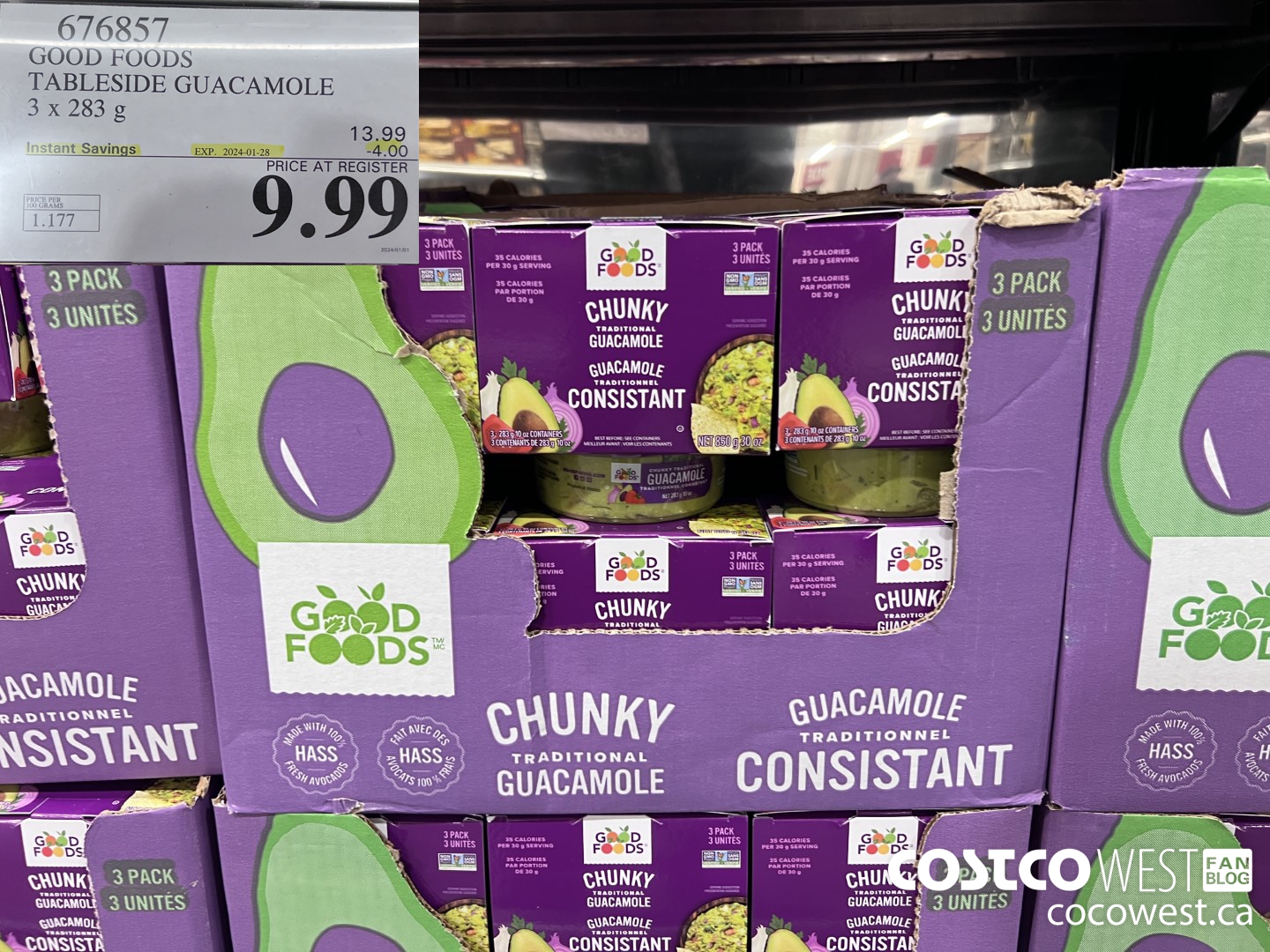 676857 GOOD FOODS TABLESIDE GUACAMOLE 3 x 283 g ($4.00 INSTANT SAVINGS EXPIRES ON 2024-01-28) $9.99