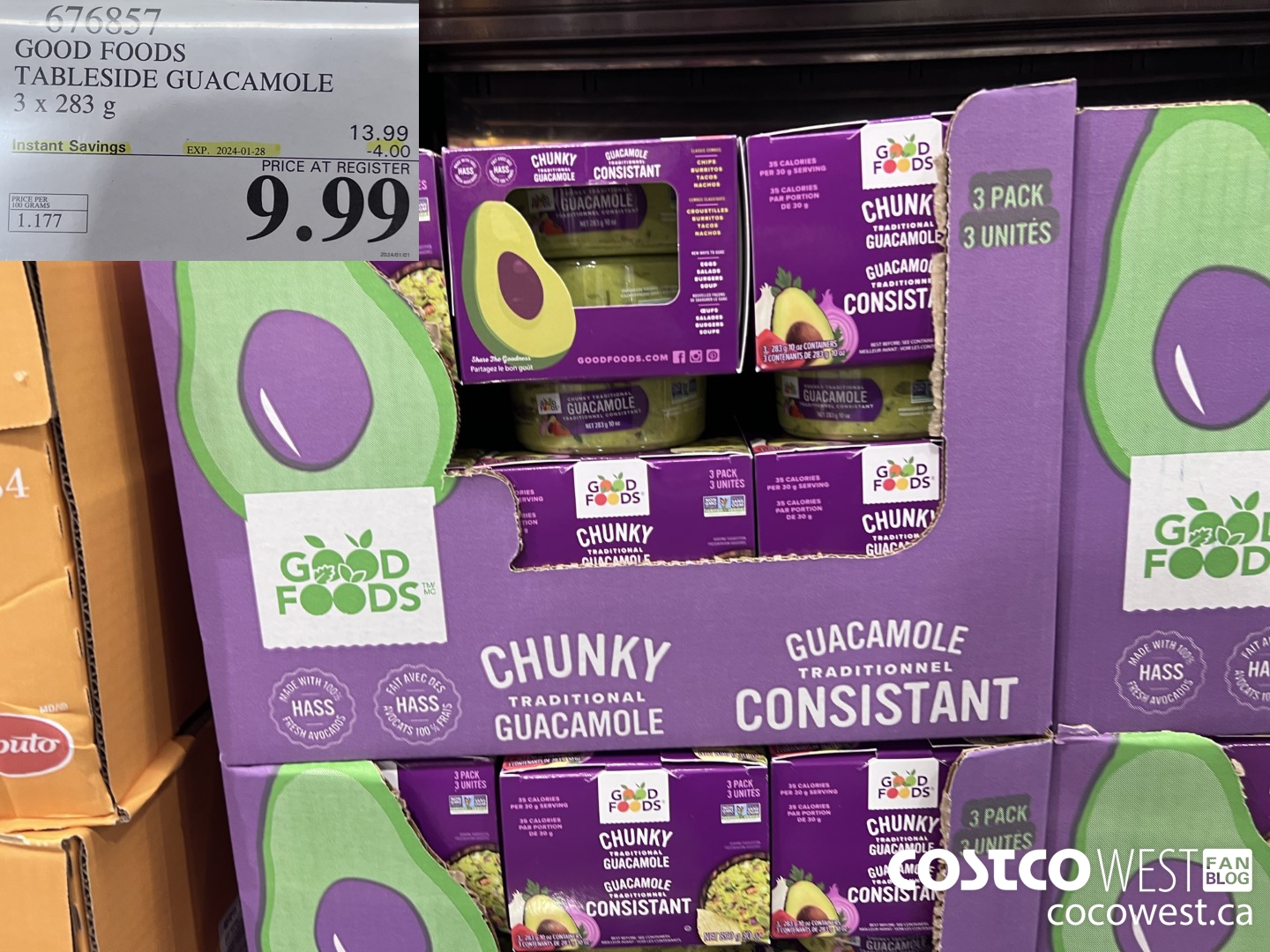 676857 GOOD FOODS TABLESIDE GUACAMOLE 3 x 283 g ($4.00 INSTANT SAVINGS EXPIRES ON 2024-01-28) $9.99