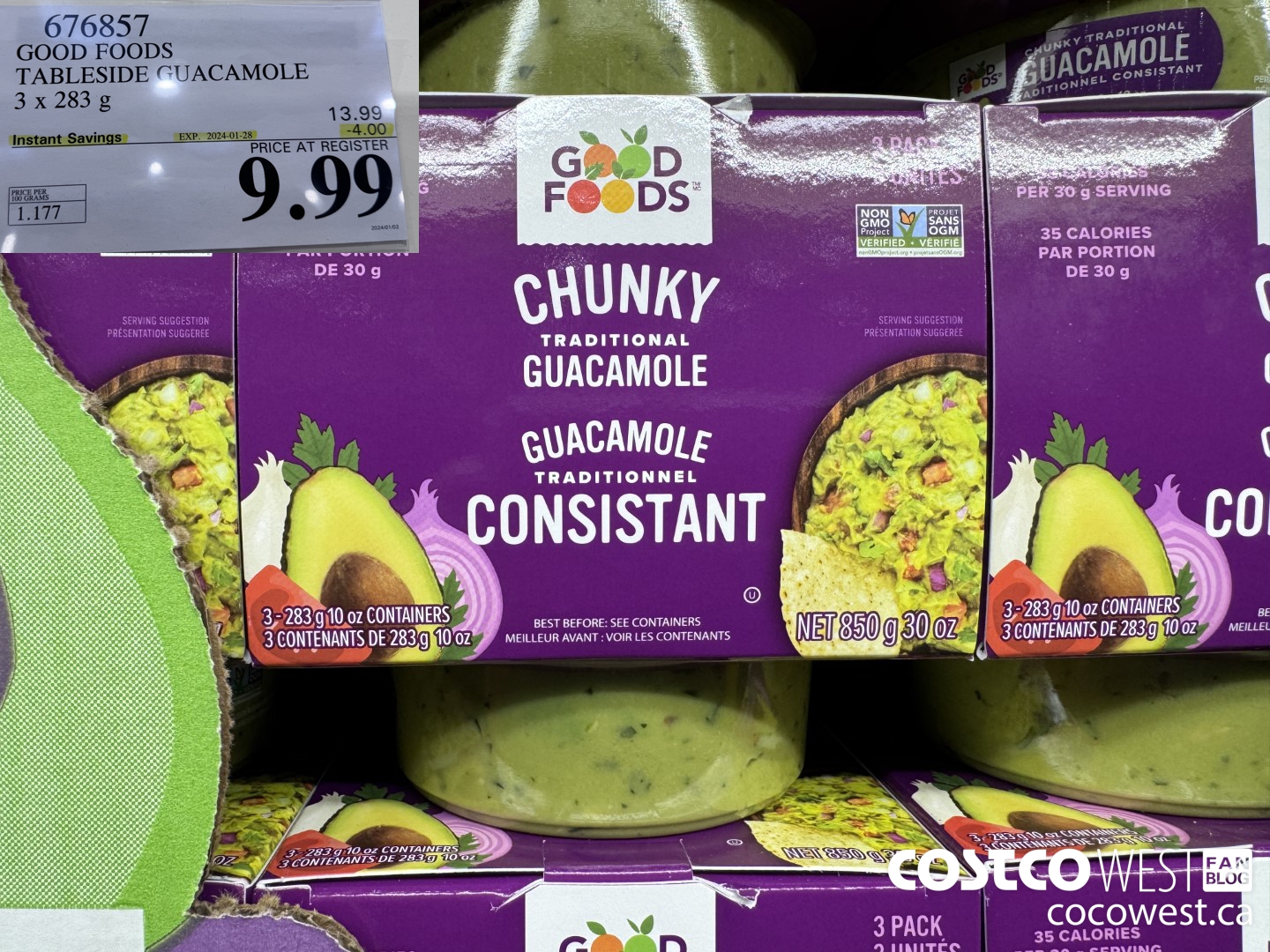 676857 GOOD FOODS TABLESIDE GUACAMOLE 3 x 283 g ($4.00 INSTANT SAVINGS EXPIRES ON 2024-01-28) $9.99