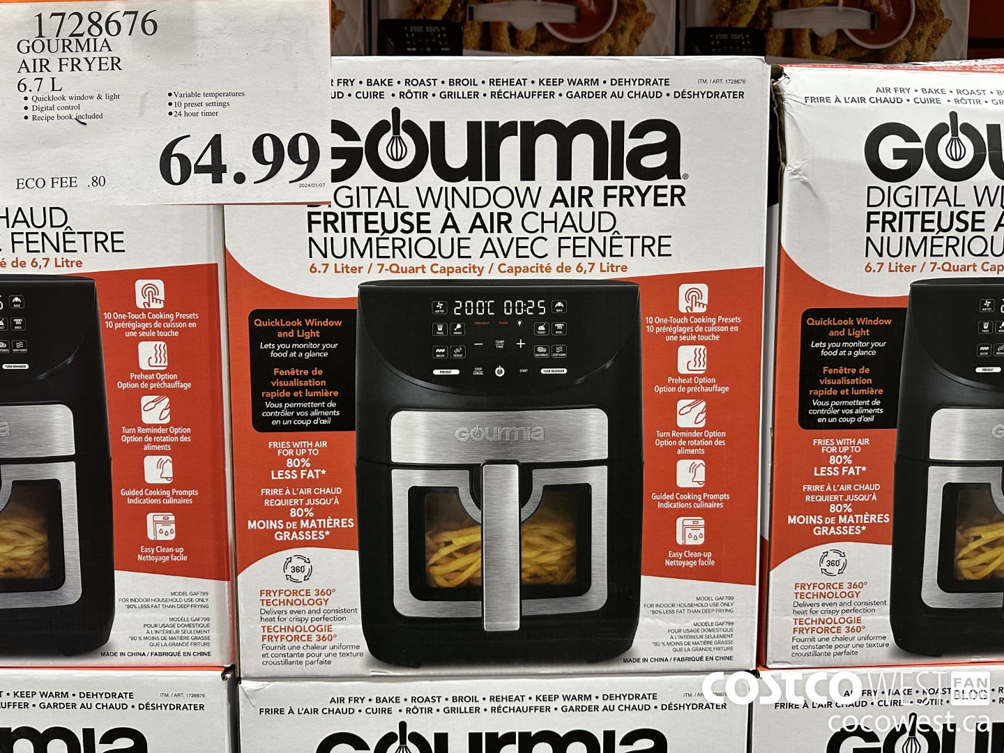 1728676 GOURMIA AIR FRYER 6.7 L $64.99
