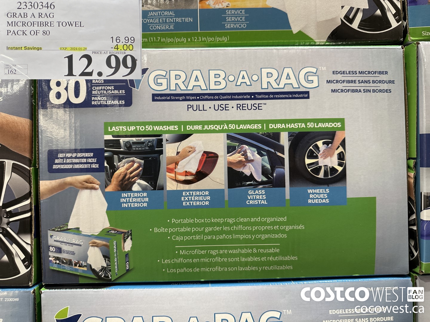 2330346 GRAB A RAG MICROFIBRE TOWEL PACK OF 80 ($4.00 INSTANT SAVINGS EXPIRES ON 2024-01-28) $12.99