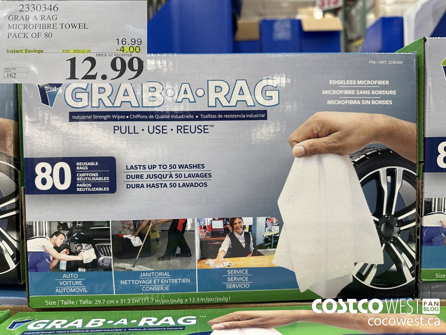 2330346 GRAB A RAG MICROFIGRE TOWEL PACK OF 80 ($4.00 INSTANT SAVINGS EXPIRES ON 2024-01-28) $12.99