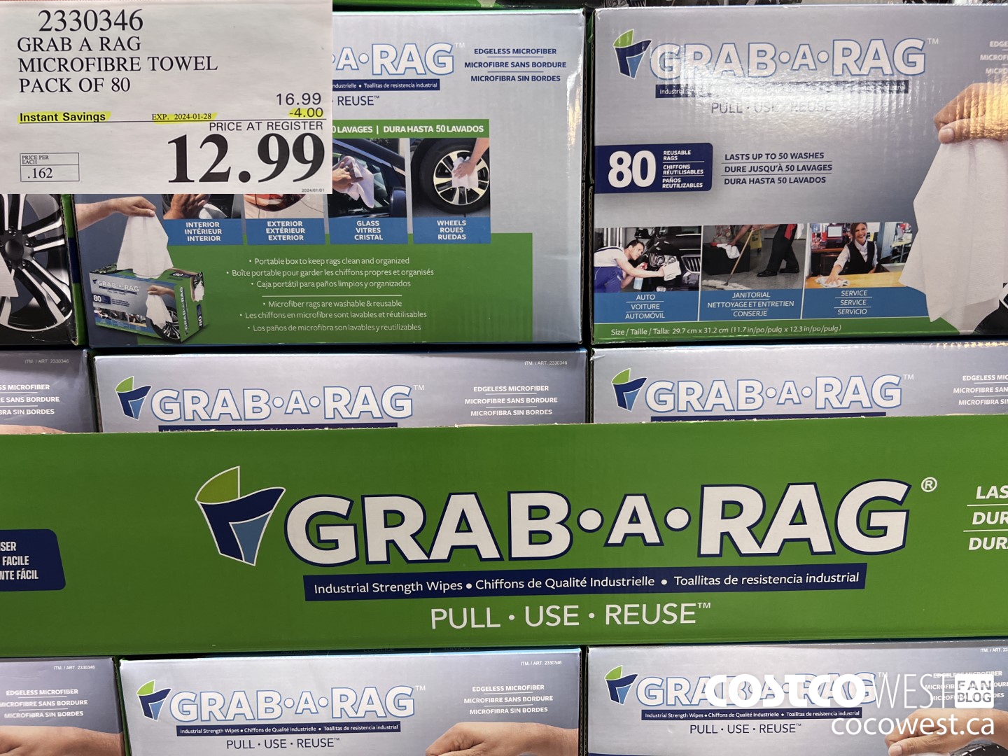 2330346 GRAB A RAG MICROFIGRE TOWEL PACK OF 80 ($4.00 INSTANT SAVINGS EXPIRES ON 2024-01-28) $12.99