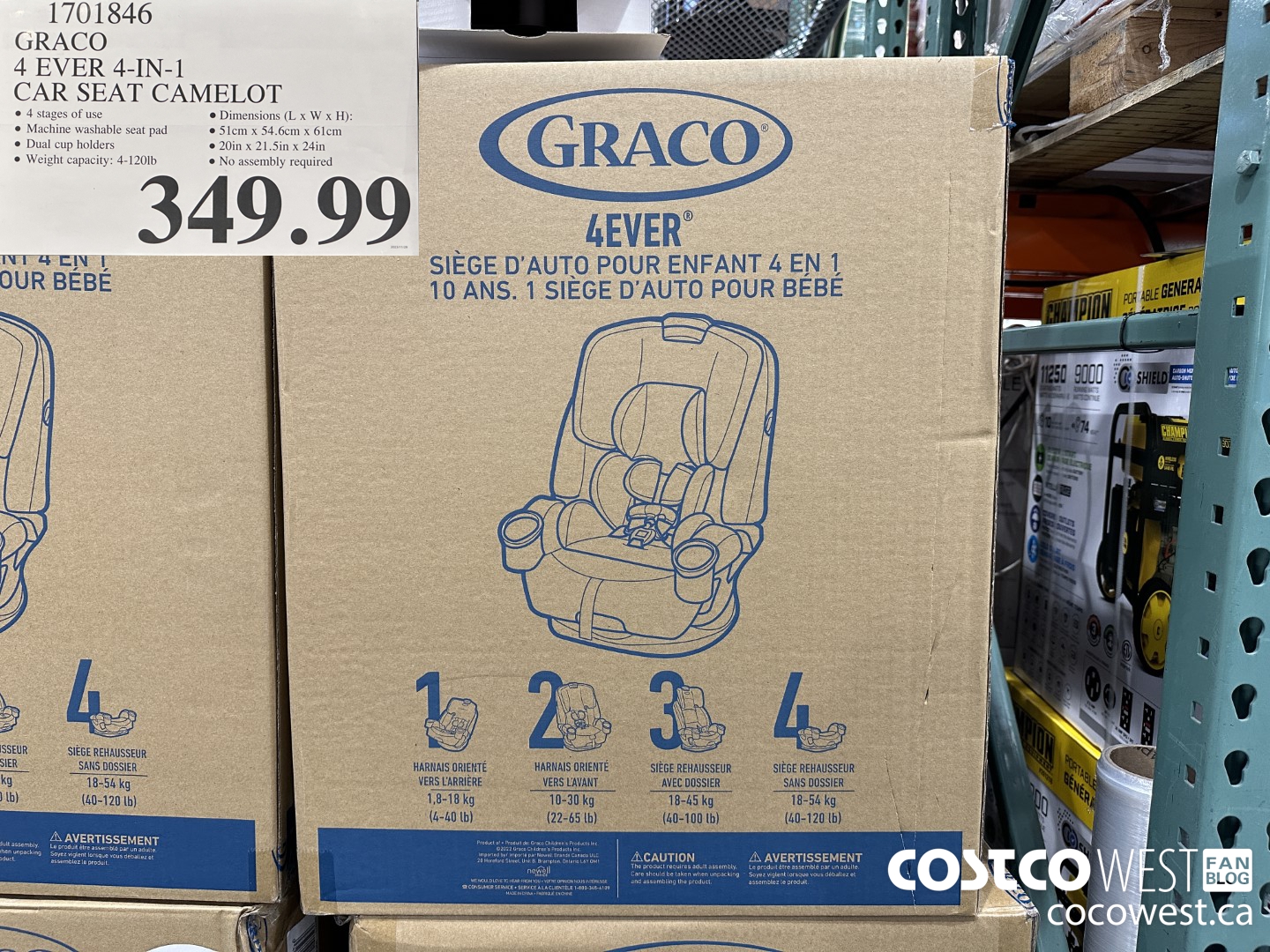 1701846 GRACO 4 EVER 4-IN-1 CAR SEAT CAMELOT $349.99