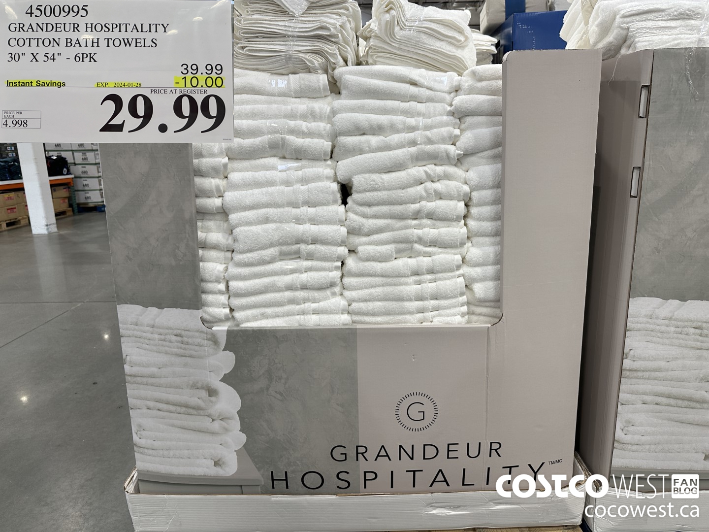 4500995 GRANDEUR HOSPITALITY COTTON BATH TOWELS 30