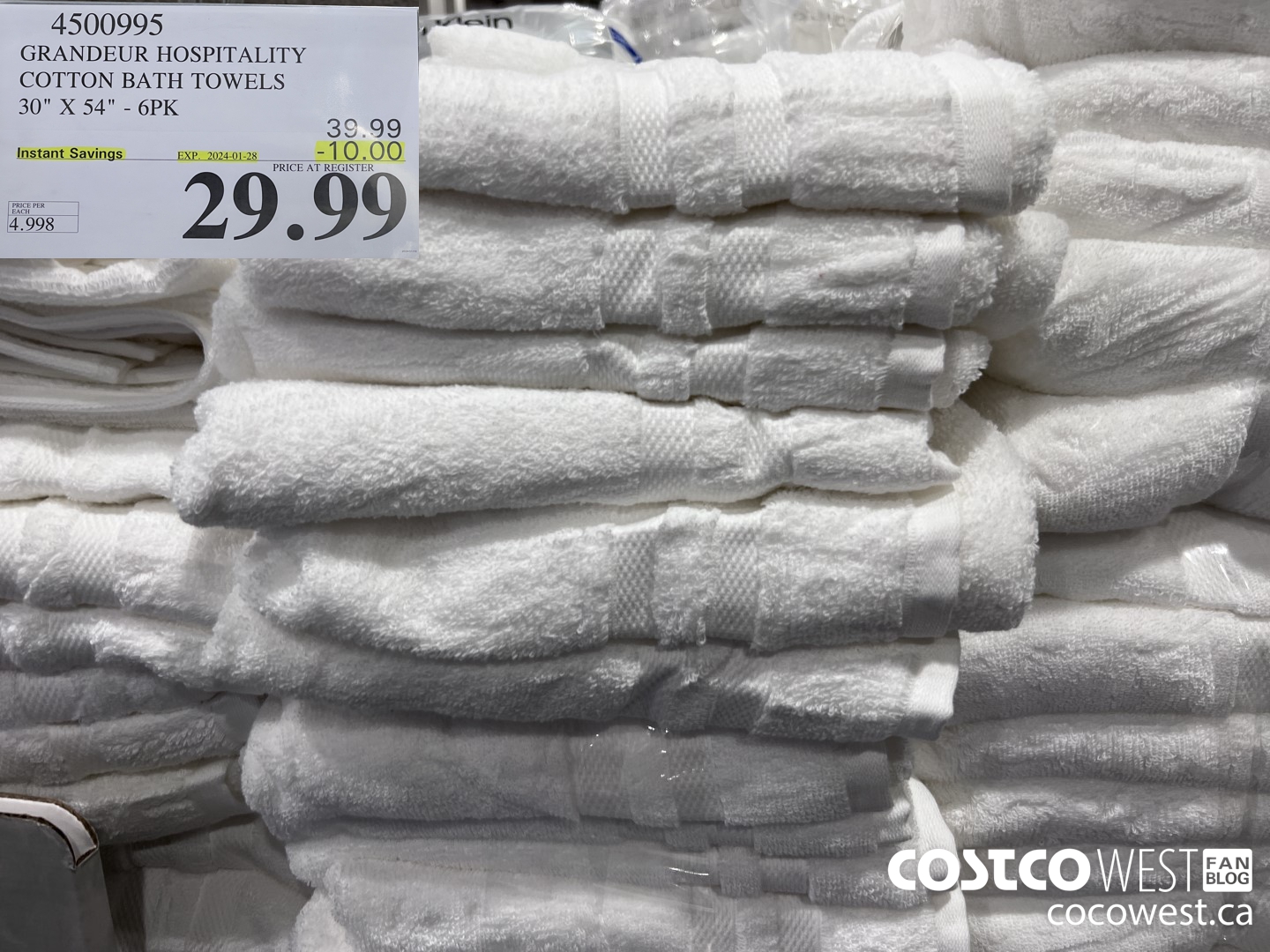 4500995 GRANDEUR HOSPITALITY COTTON BATH TOWELS 30